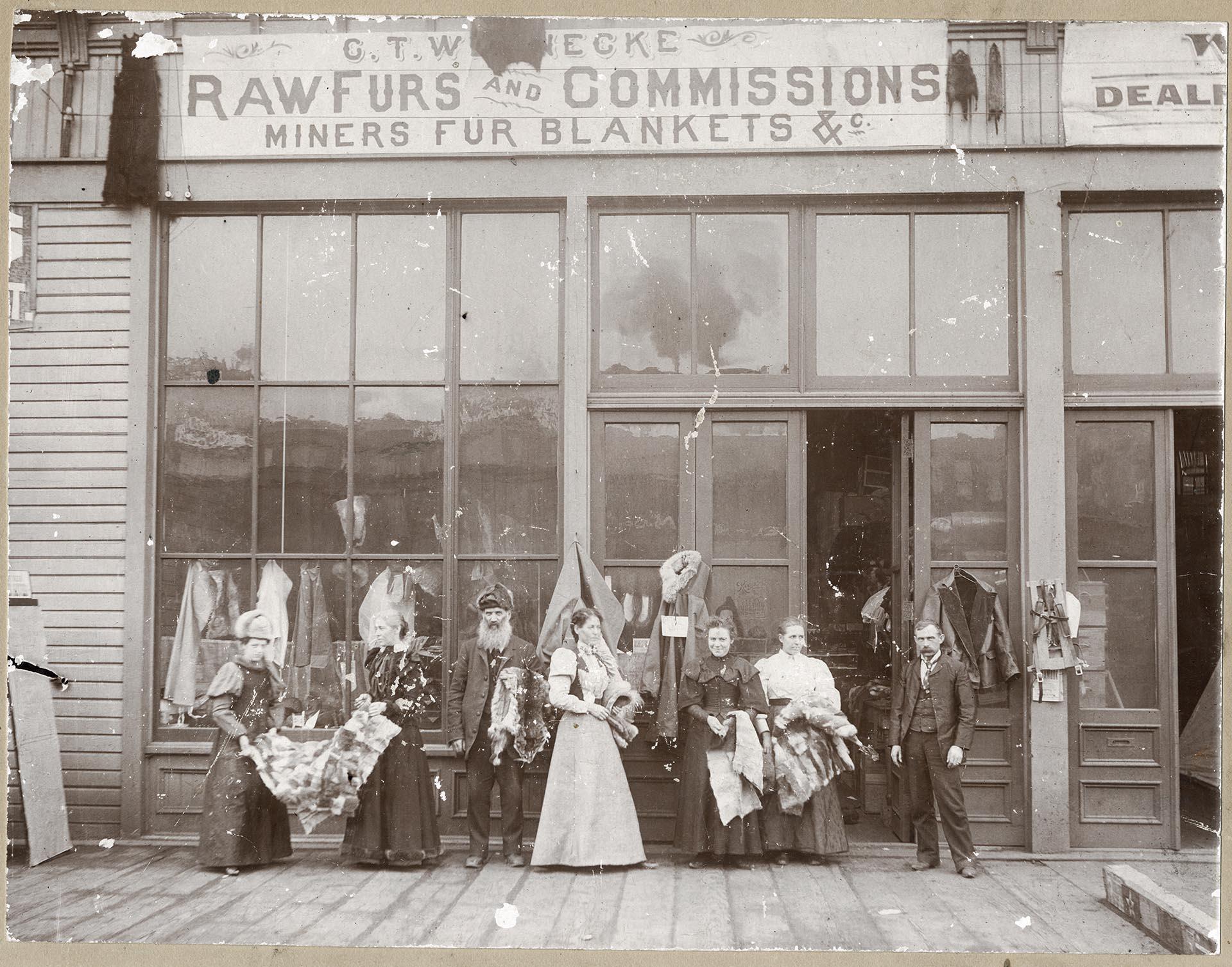 Image of Exterior of C.T. Wernecke fur store, Seattle, circa 1897