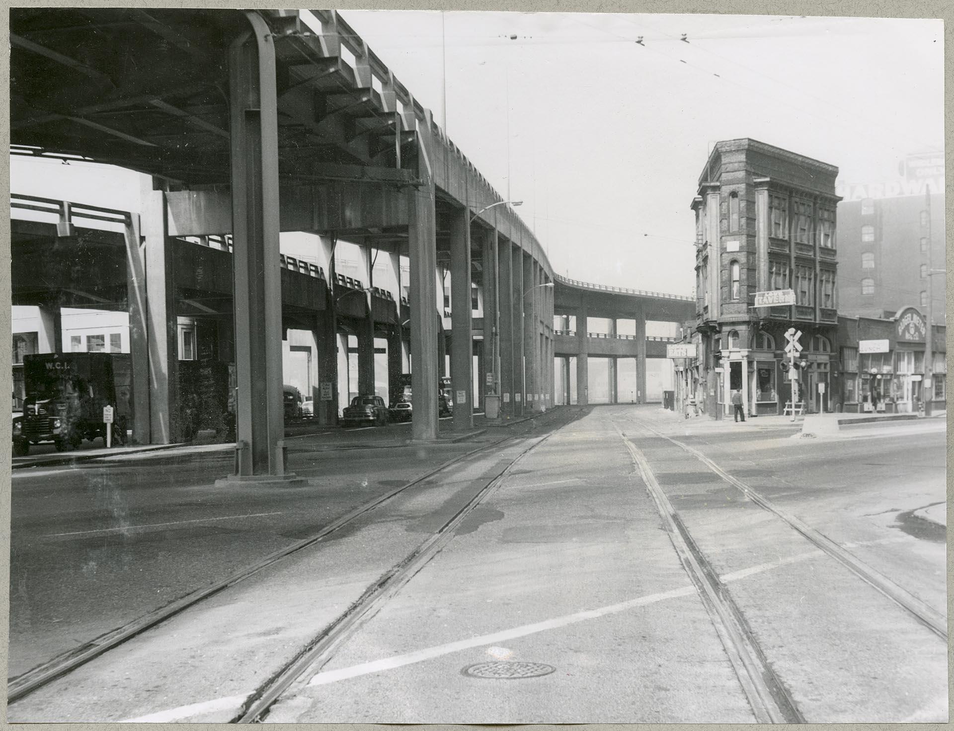 Image of Alaskan Way Viaduct from 1st Ave., Seattle, 1960