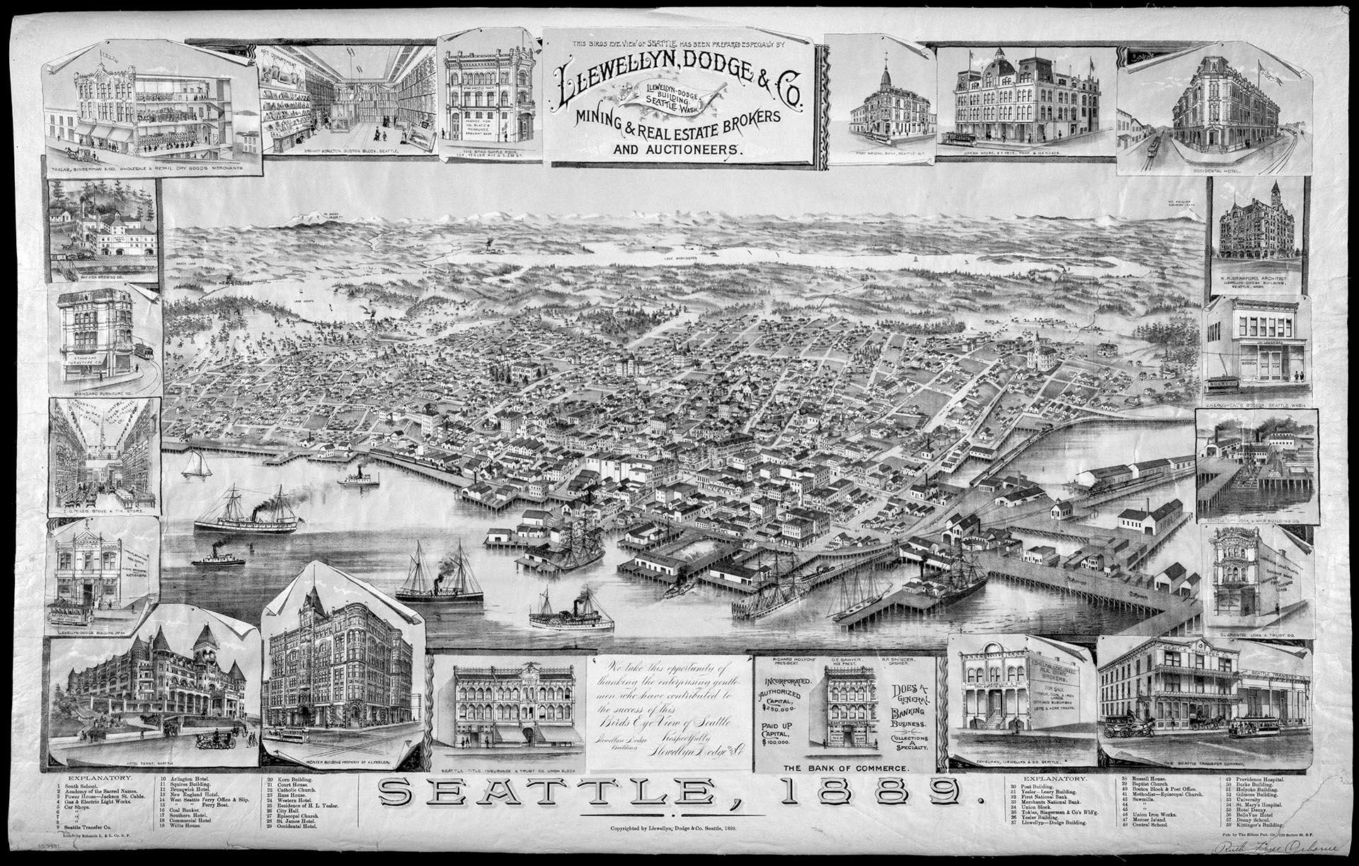 Image of Photo of map of Seattle before fire, 1889