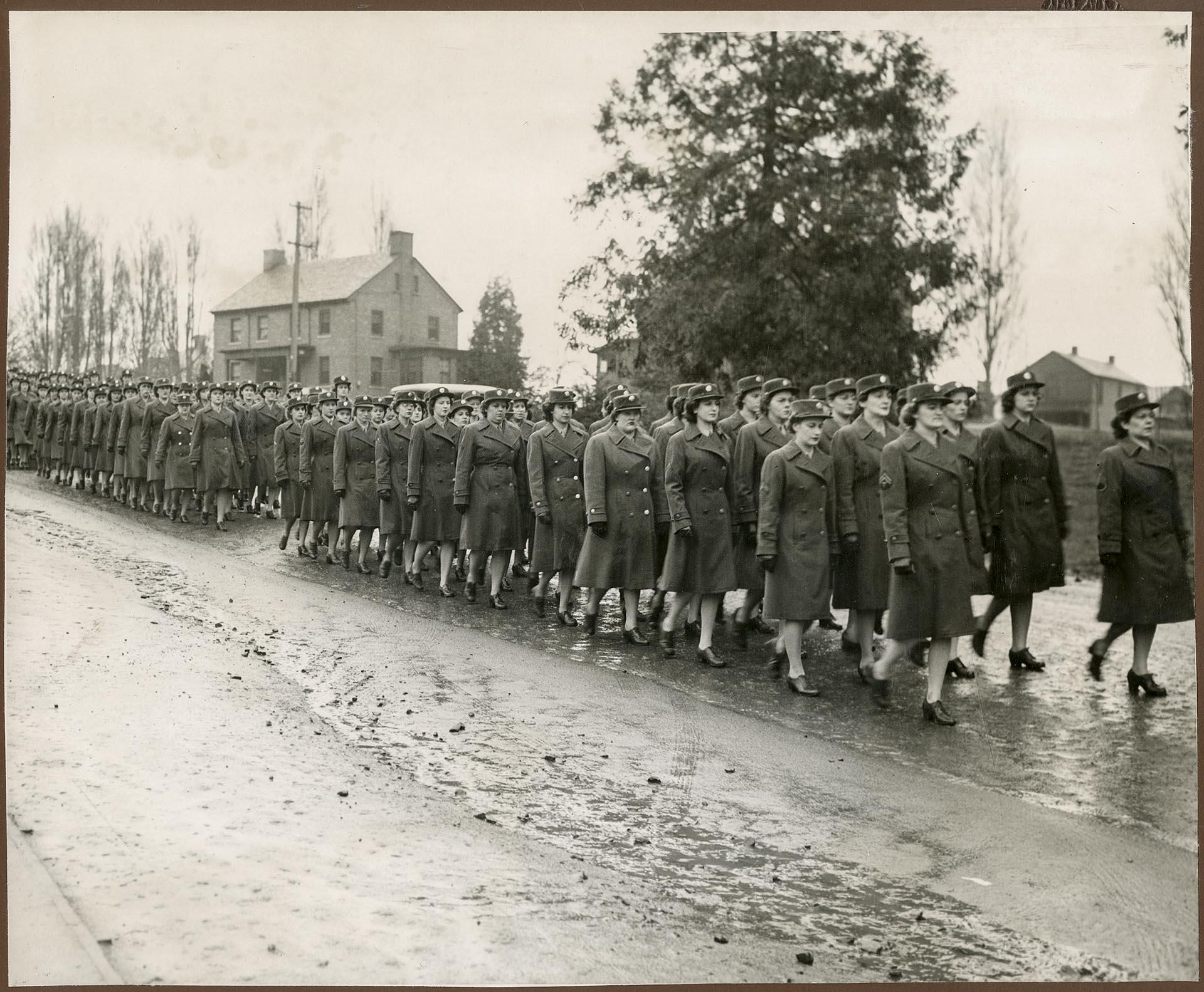 Image of WACs parading at Fort Lawton, Seattle, February 3, 1944