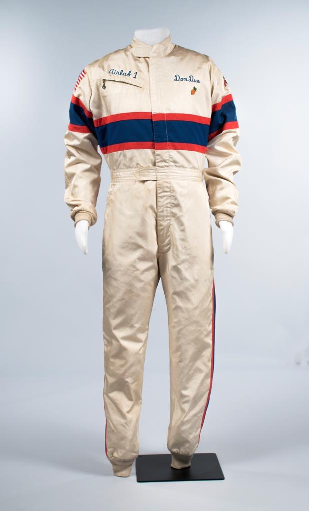 Image of Racing suit worn by Don Due for limited hydroplane racing, ca. 1970s