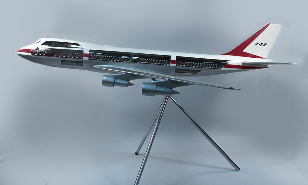 Image of Model of the first Boeing 747 long-range transport jet airliner, ca. 1968