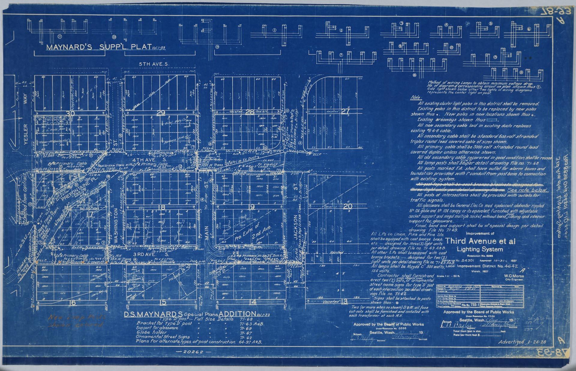 Image of Improvement of Third Avenue et al Lighting System, Seattle, July 1927