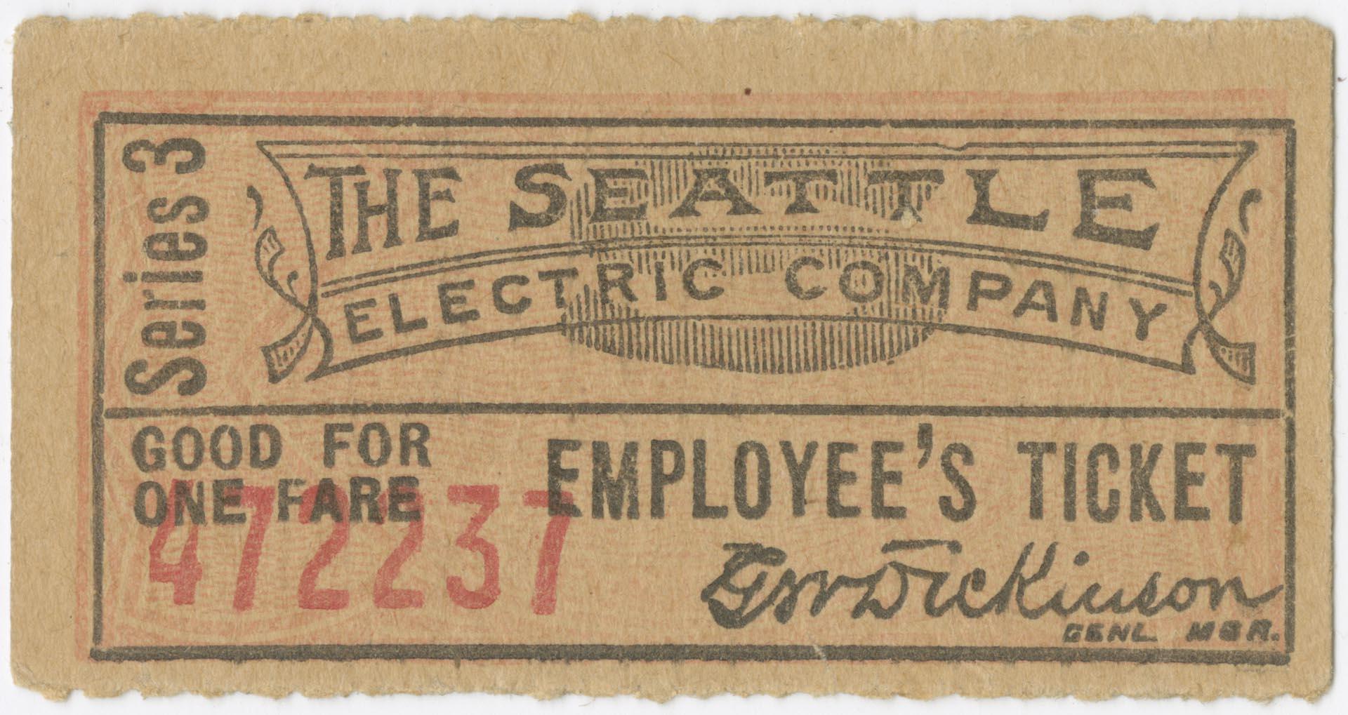 Image of Seattle Electric Company ticket, Seattle, 1903