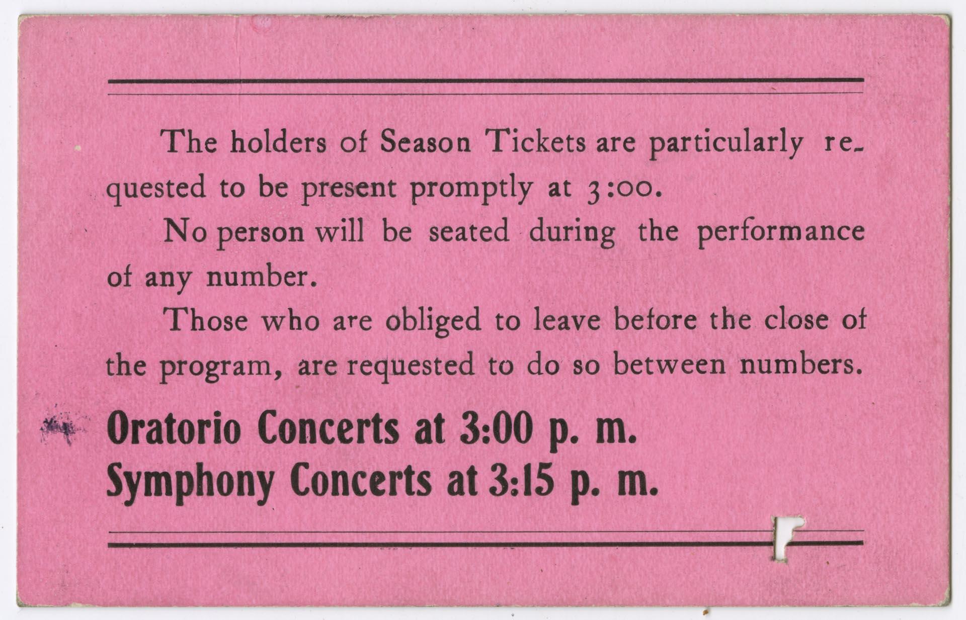 Image of Seattle Choral - Symphony Society season ticket, 1907-1908
