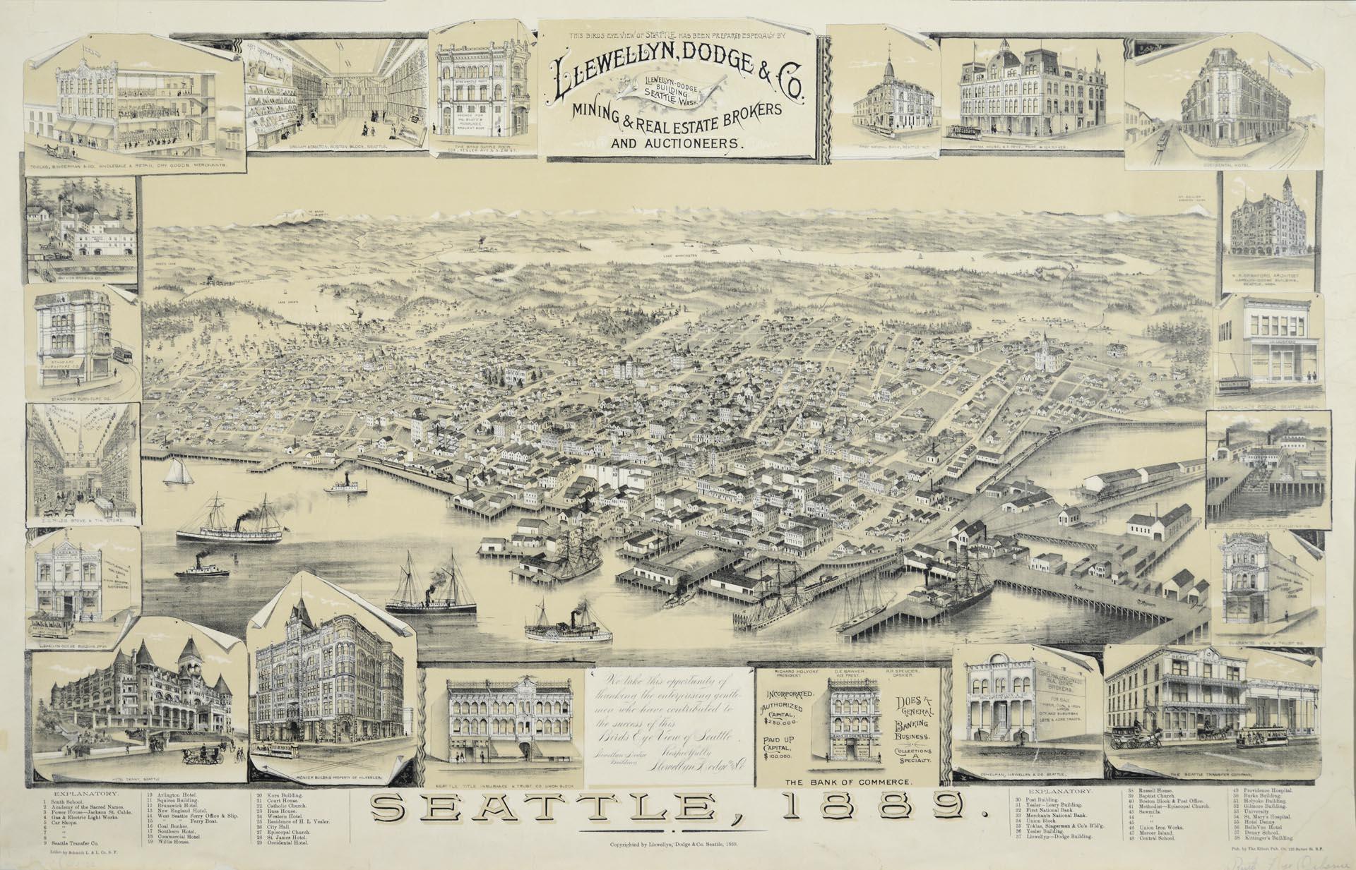 Image of Birds Eye View of Seattle, 1889