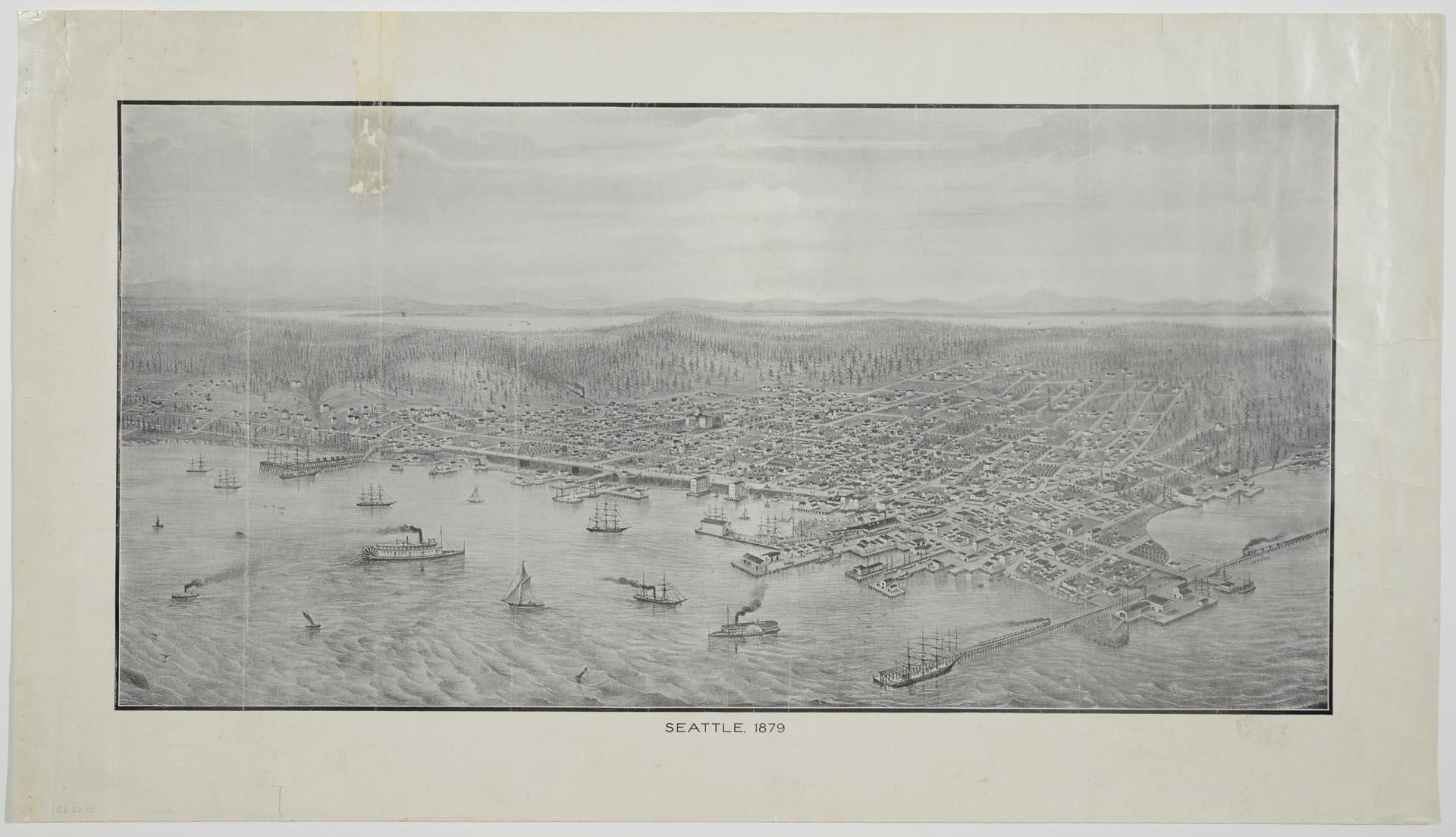 Image of Bird's-eye view of Seattle, 1879