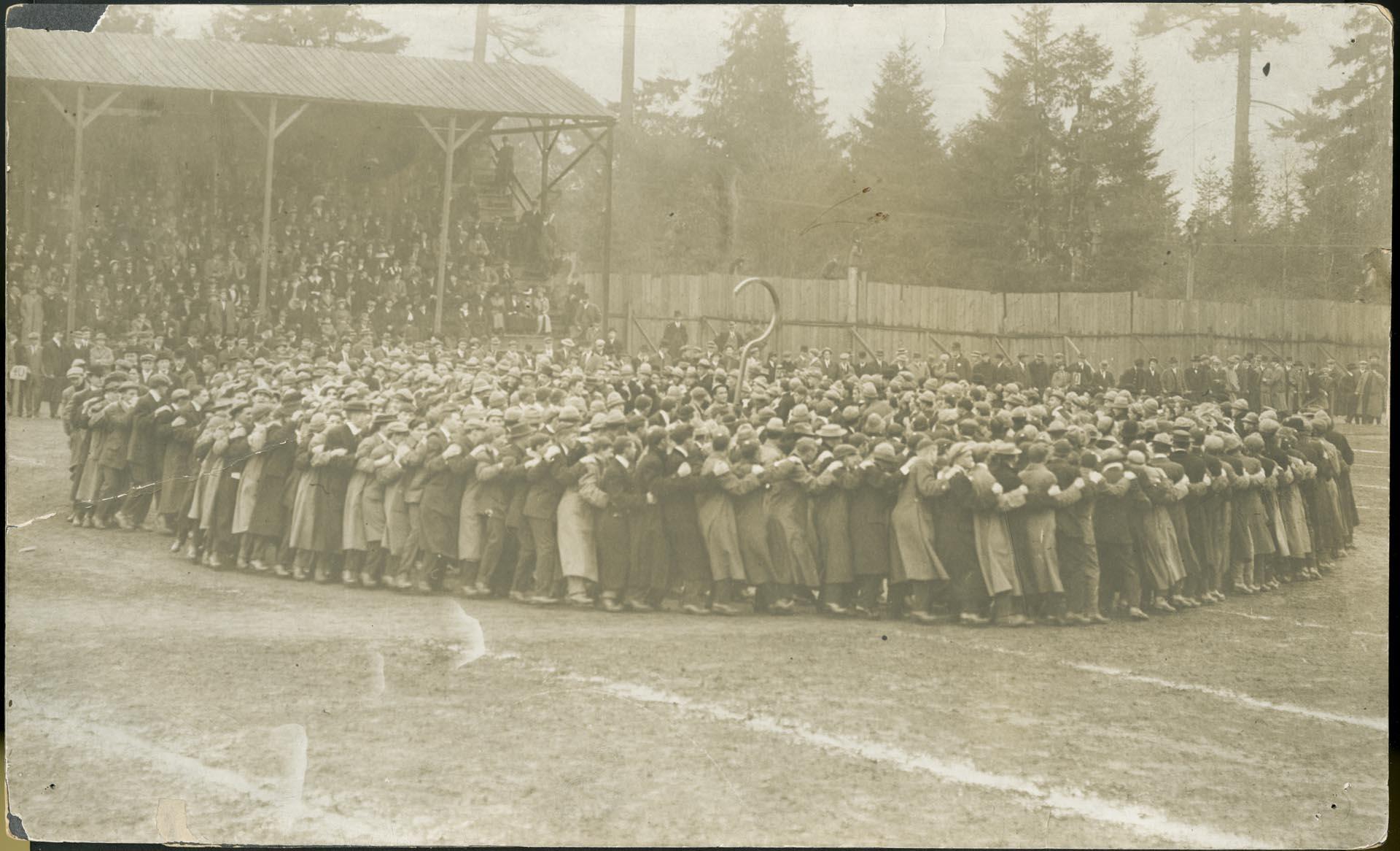 Image of UW student activity at Denny Field, Seattle, circa 1910