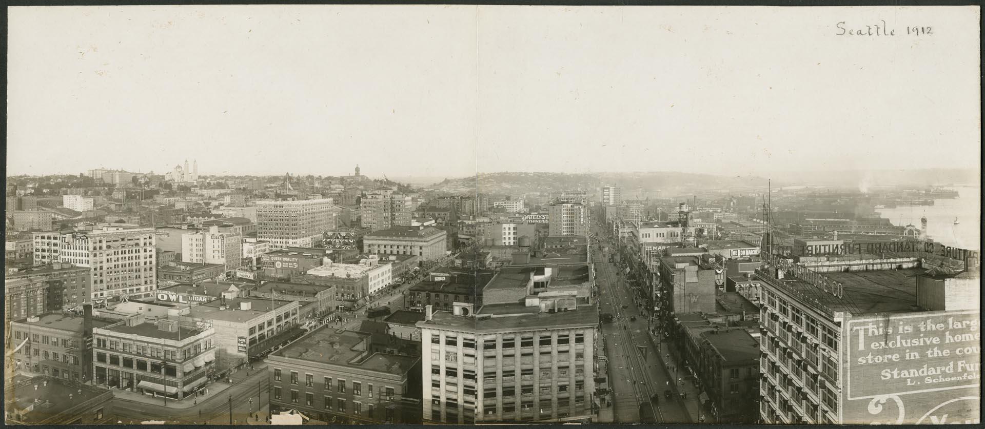 Image of View of Second Avenue looking south, Seattle, 1912