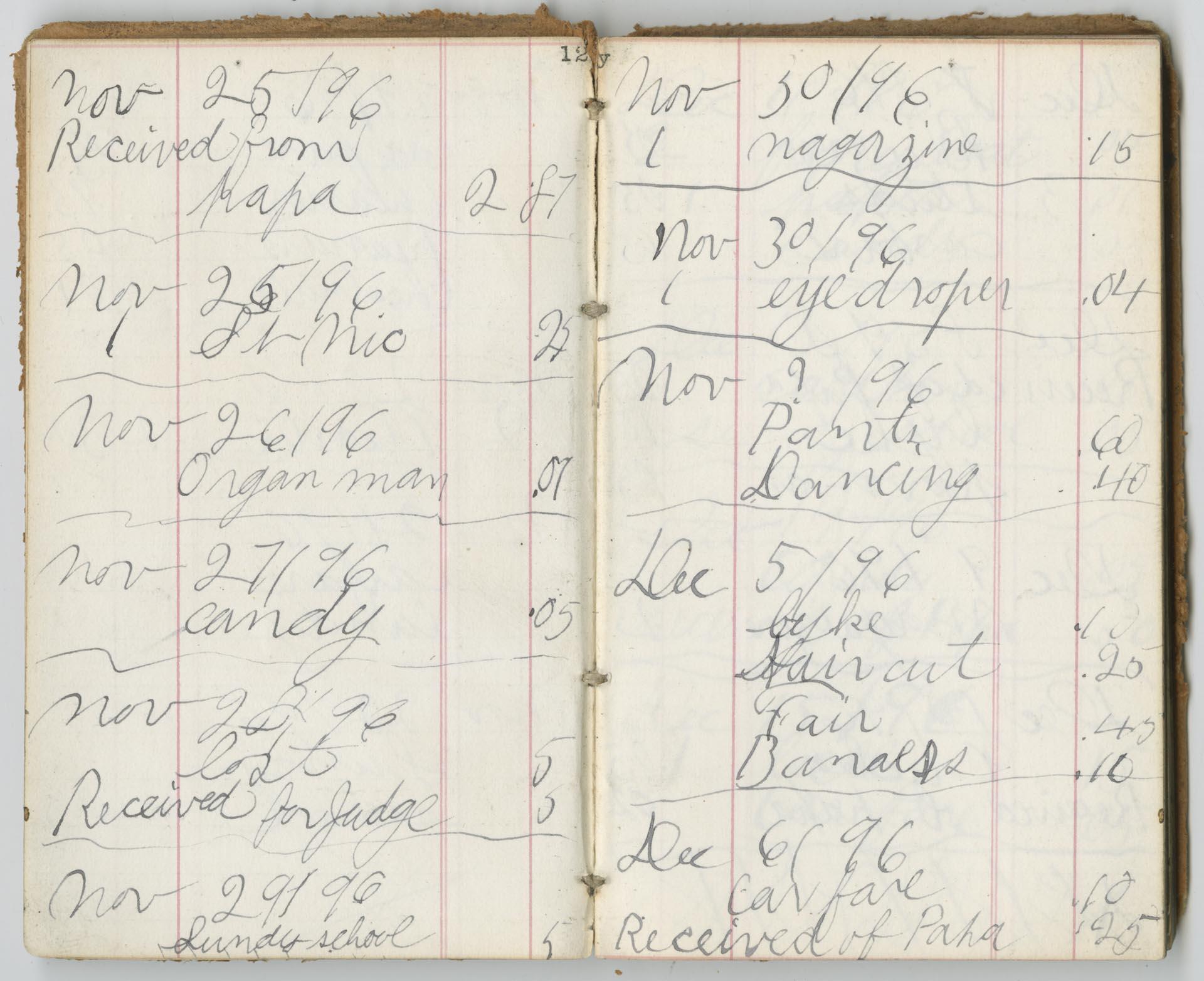 Image of Pocket account book of Frederic Hall White, 1896-1897