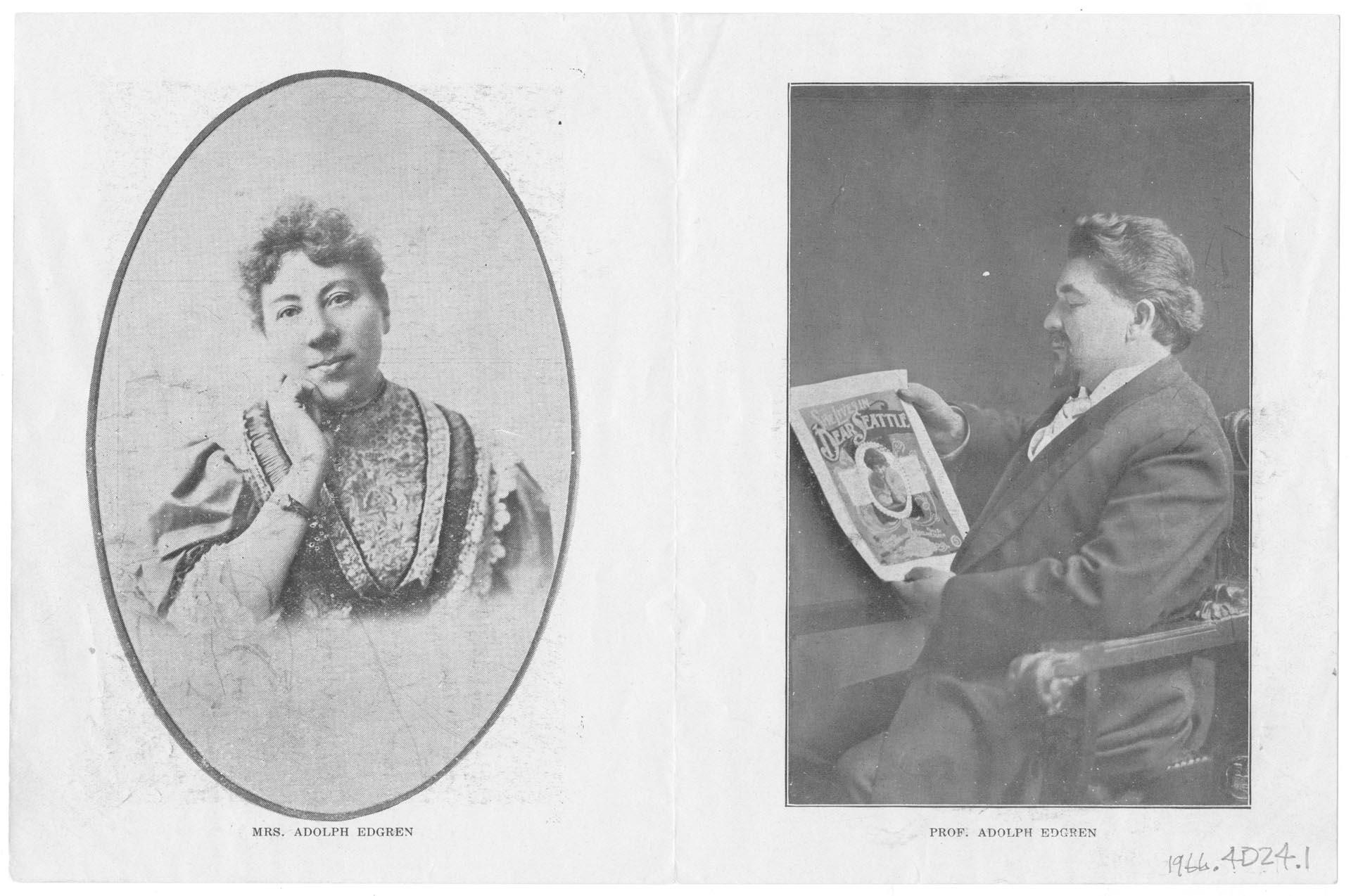 Image of Souvenir announcement of the 15th wedding anniversary of Professor and Mrs. Adolph Edgren,  Seattle, November 17, 1915