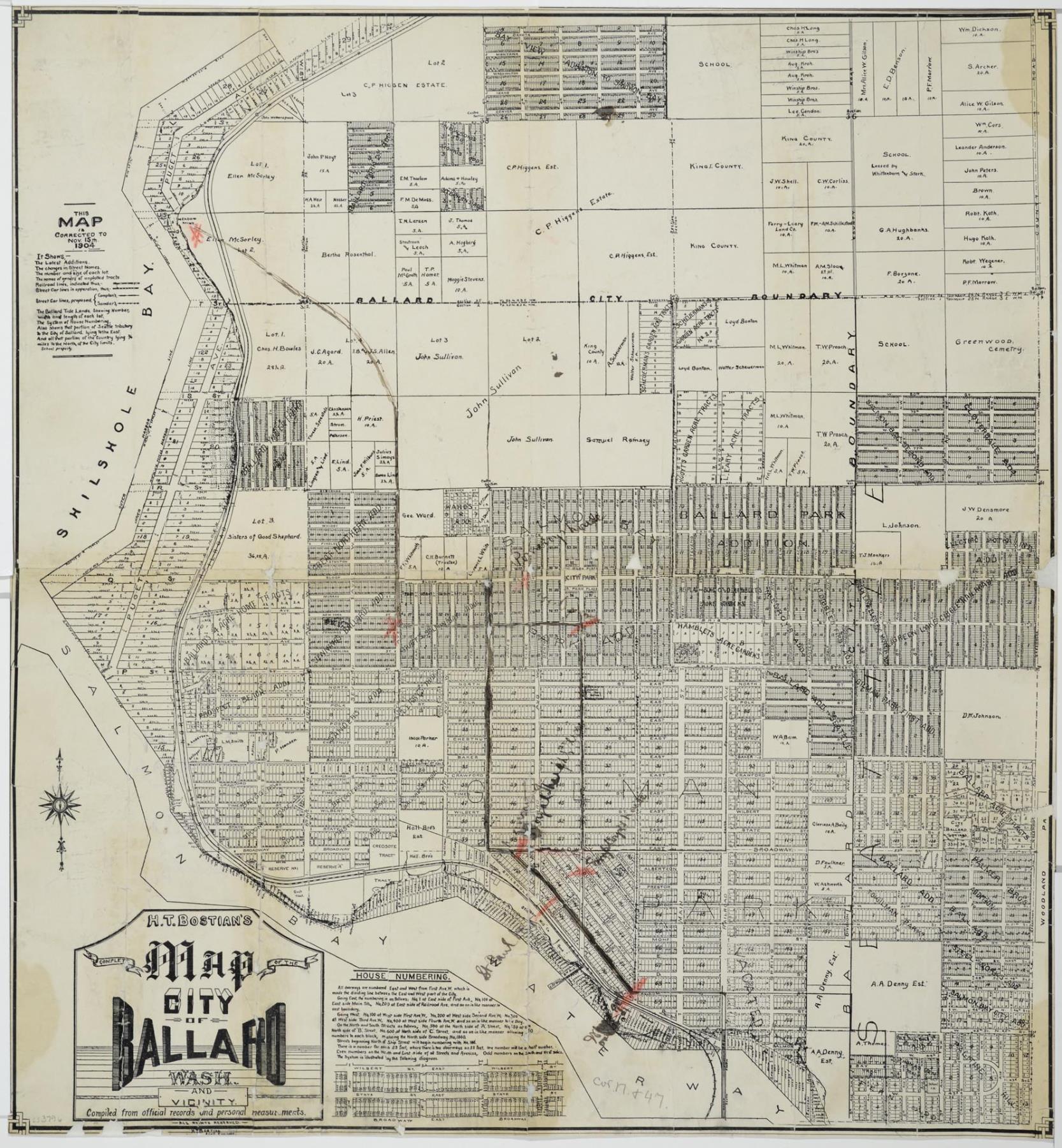 Image of Complete Map of the City of Ballard, Wash. and Vicinity, November 15, 1904