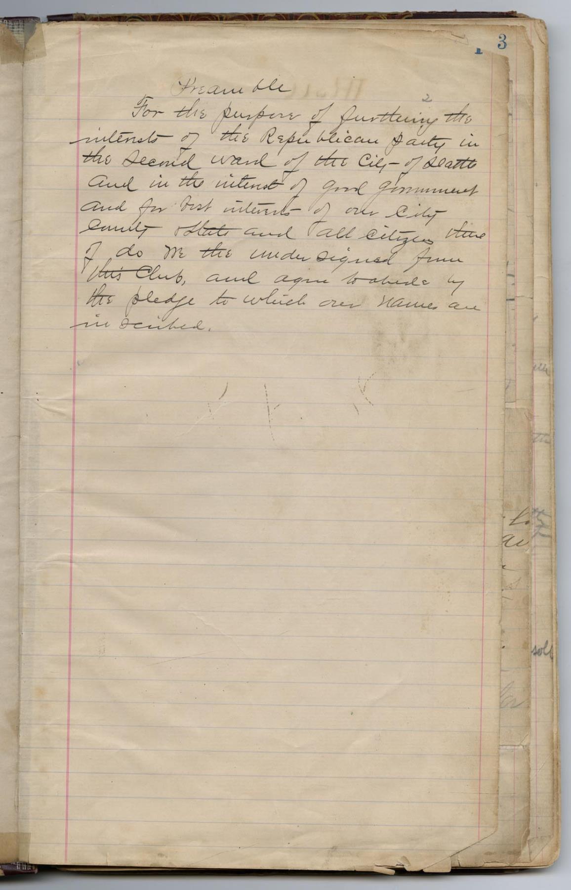 Image of Roll and minutes of the Republican Club, Seattle, 1896