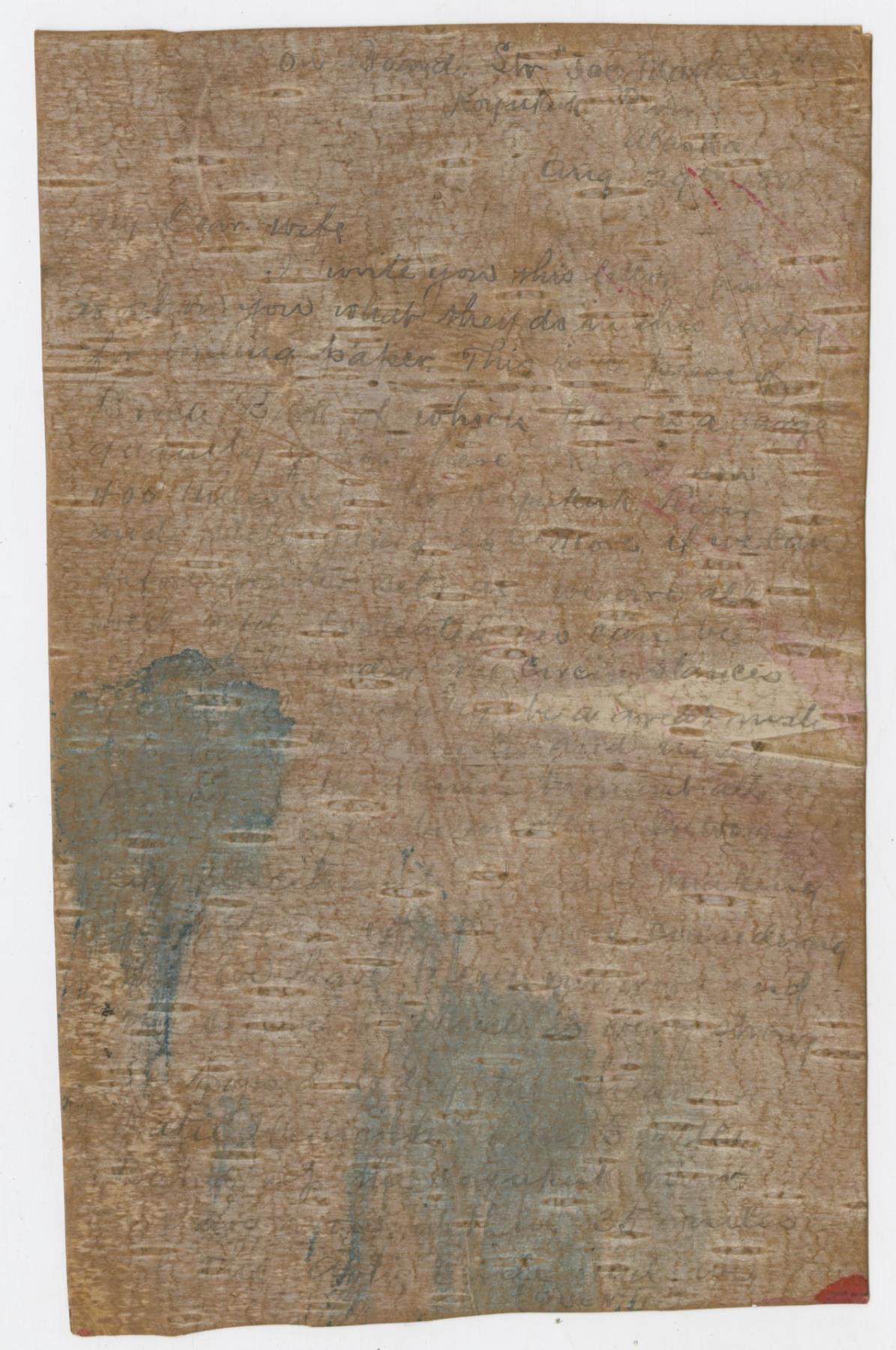 Image of Letter on birch bark, August 29, 1898