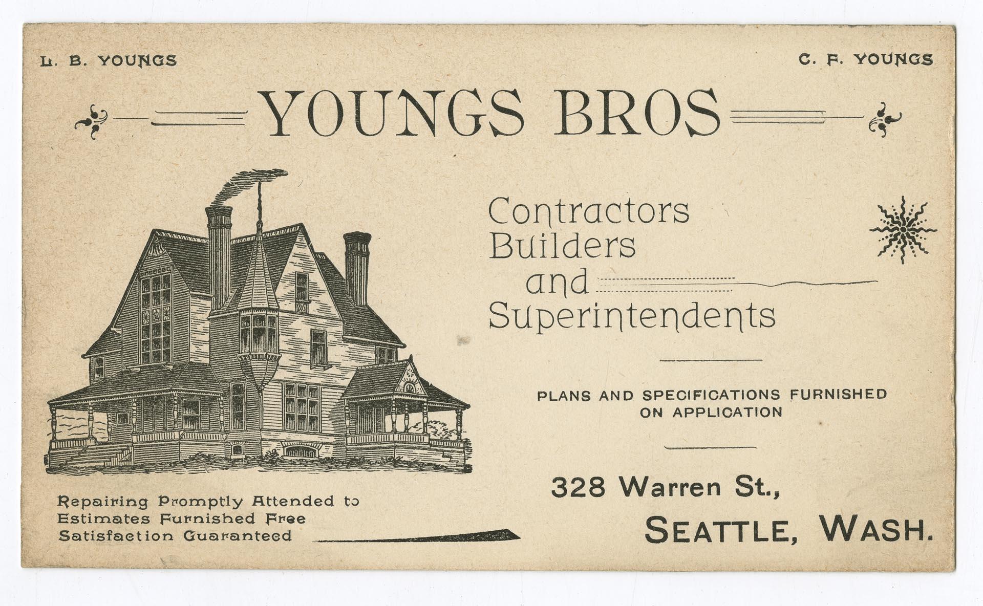 Image of Youngs Bros. business card, circa 1890