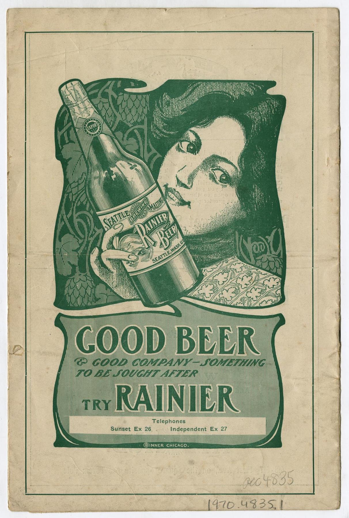 Image of Rainier Baseball Club scorecard, 1906