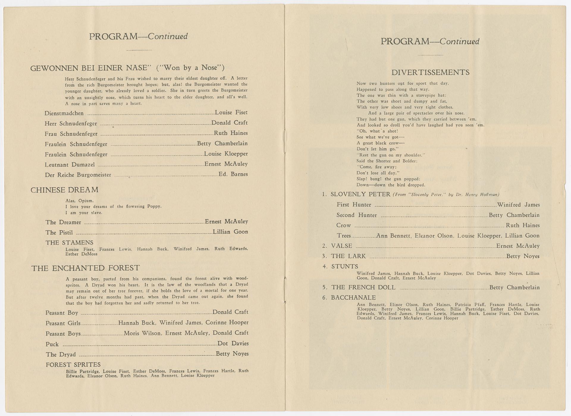 Image of Mary Ann Wells School of the Dance festival program, Seattle, June 4, 1927
