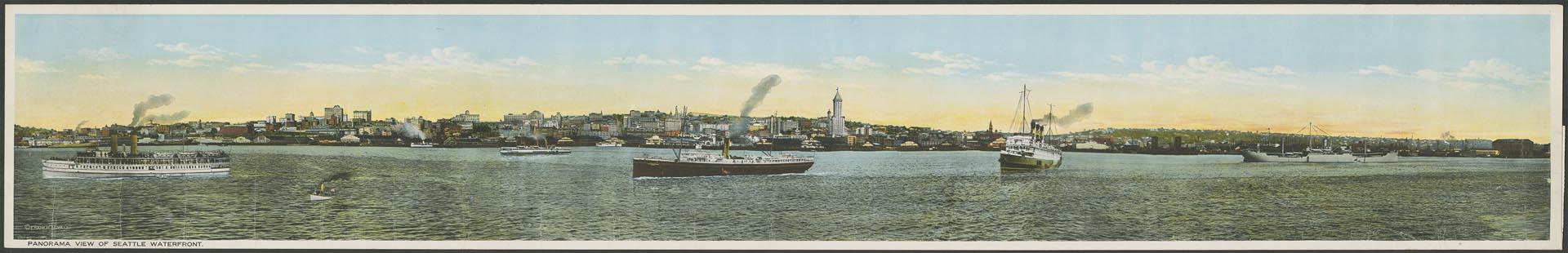 Image of Seattle waterfront from Elliott Bay, circa 1920