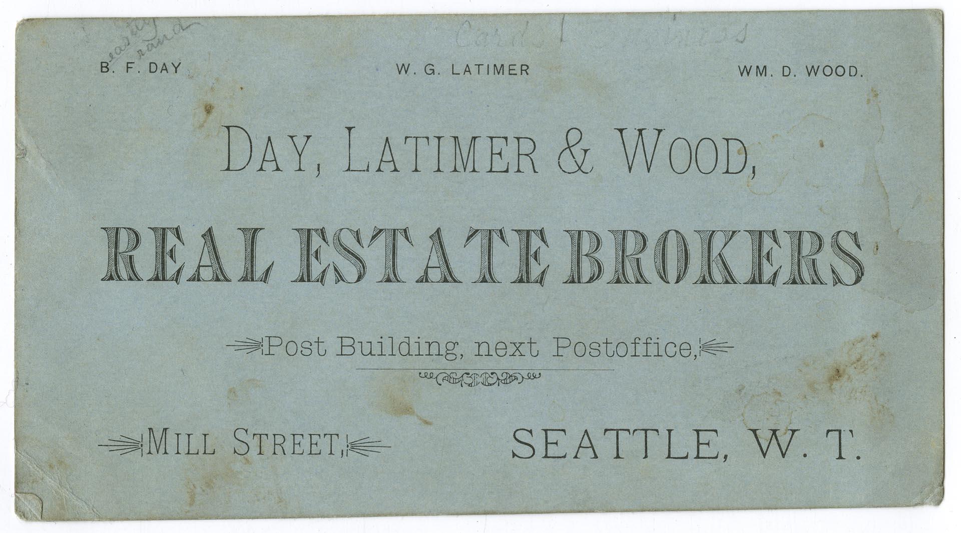 Image of Day, Latimer, & Wood business card, circa 1885