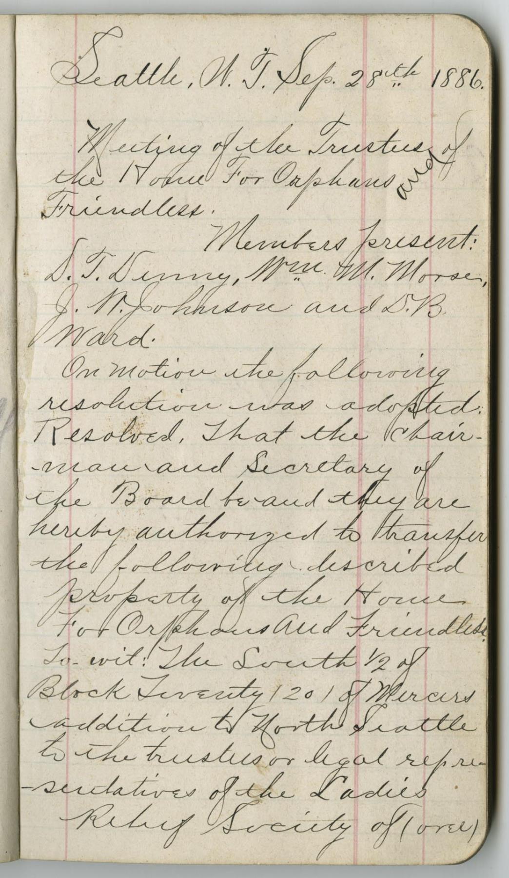 Image of Home for Orphans and Friendless notebook, Seattle, 1886-1910