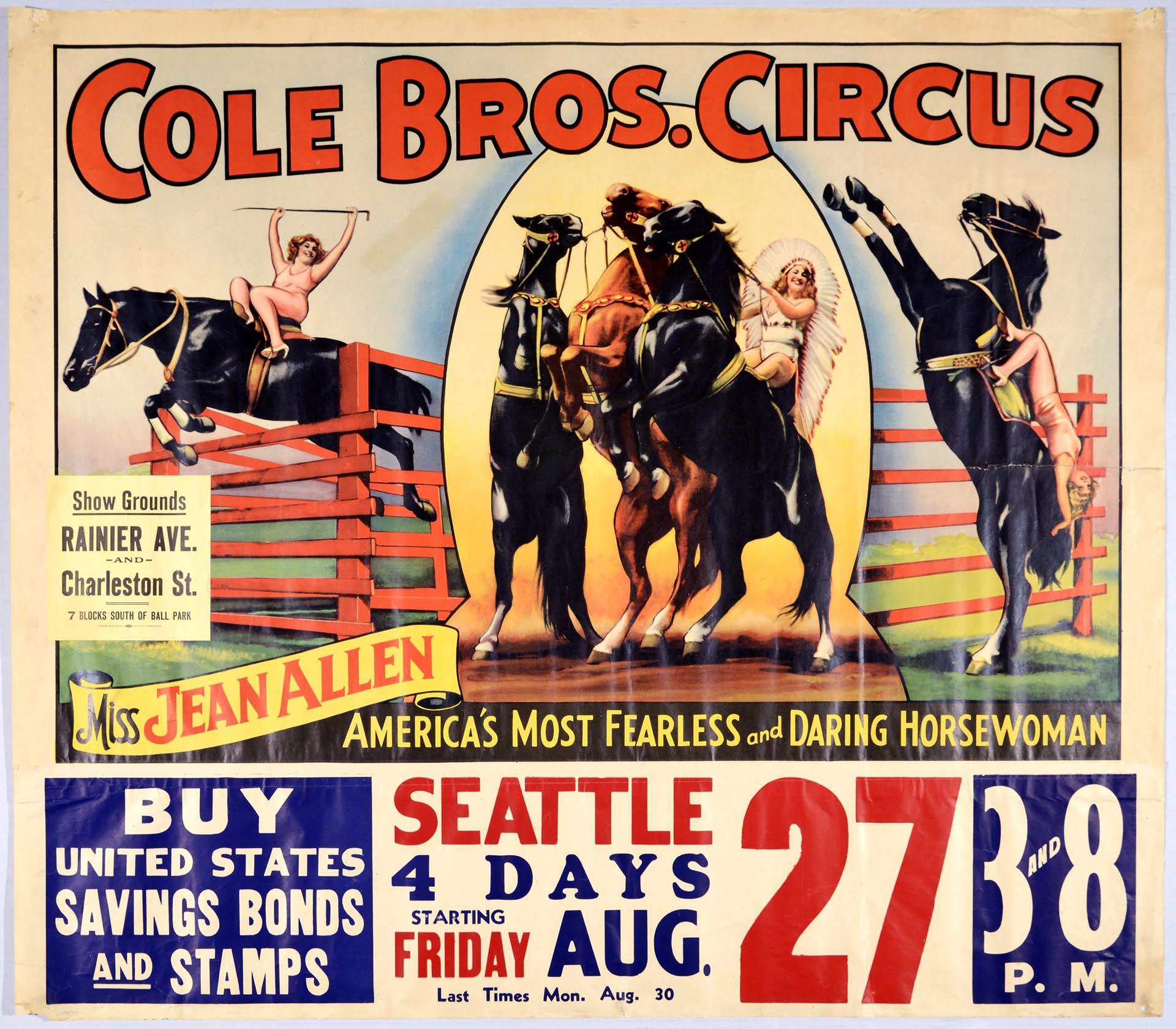 Image of Cole Brothers Circus and War Bonds poster, August 1943