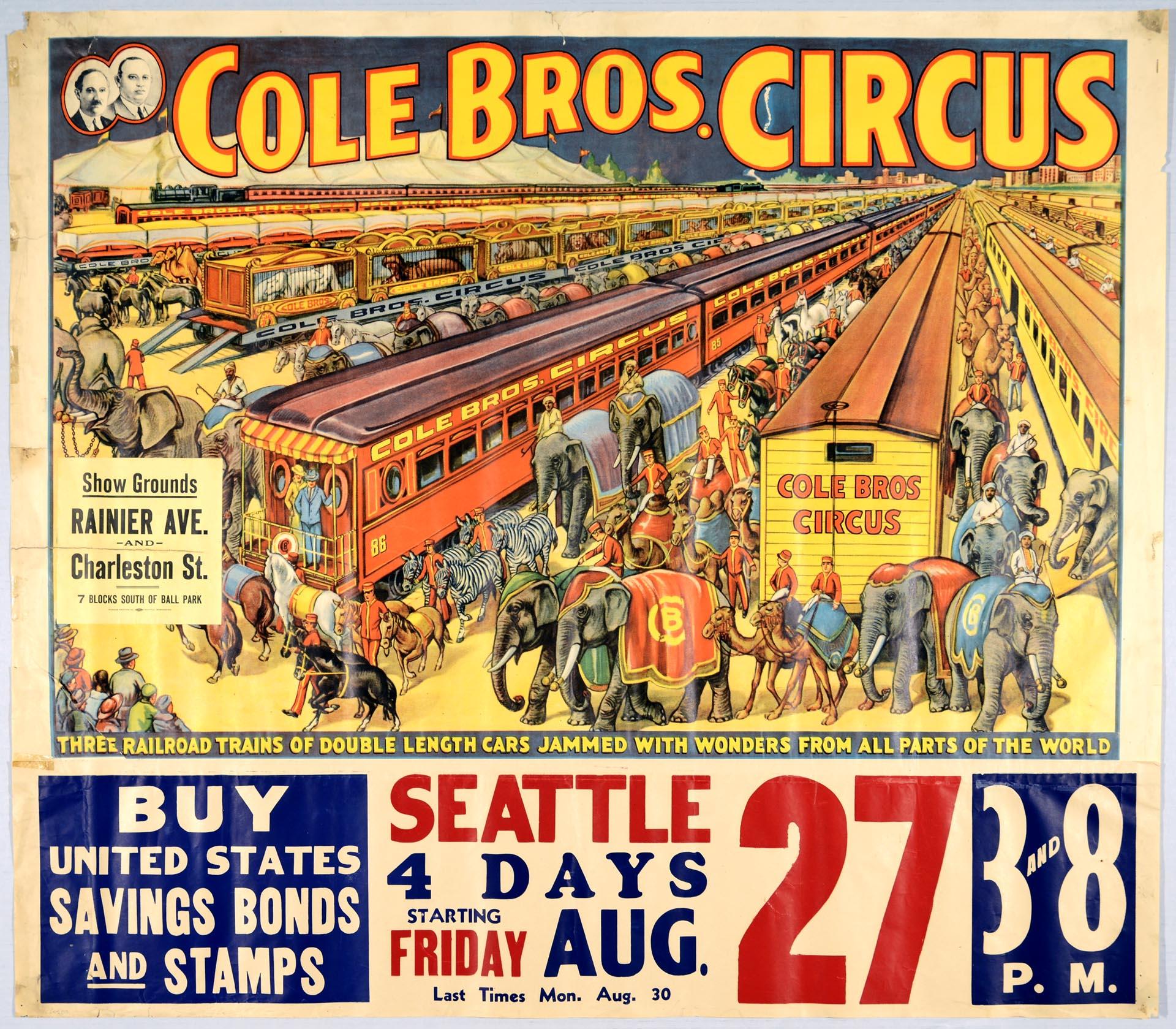 Image of Cole Brothers Circus and War Bonds poster, August 1943