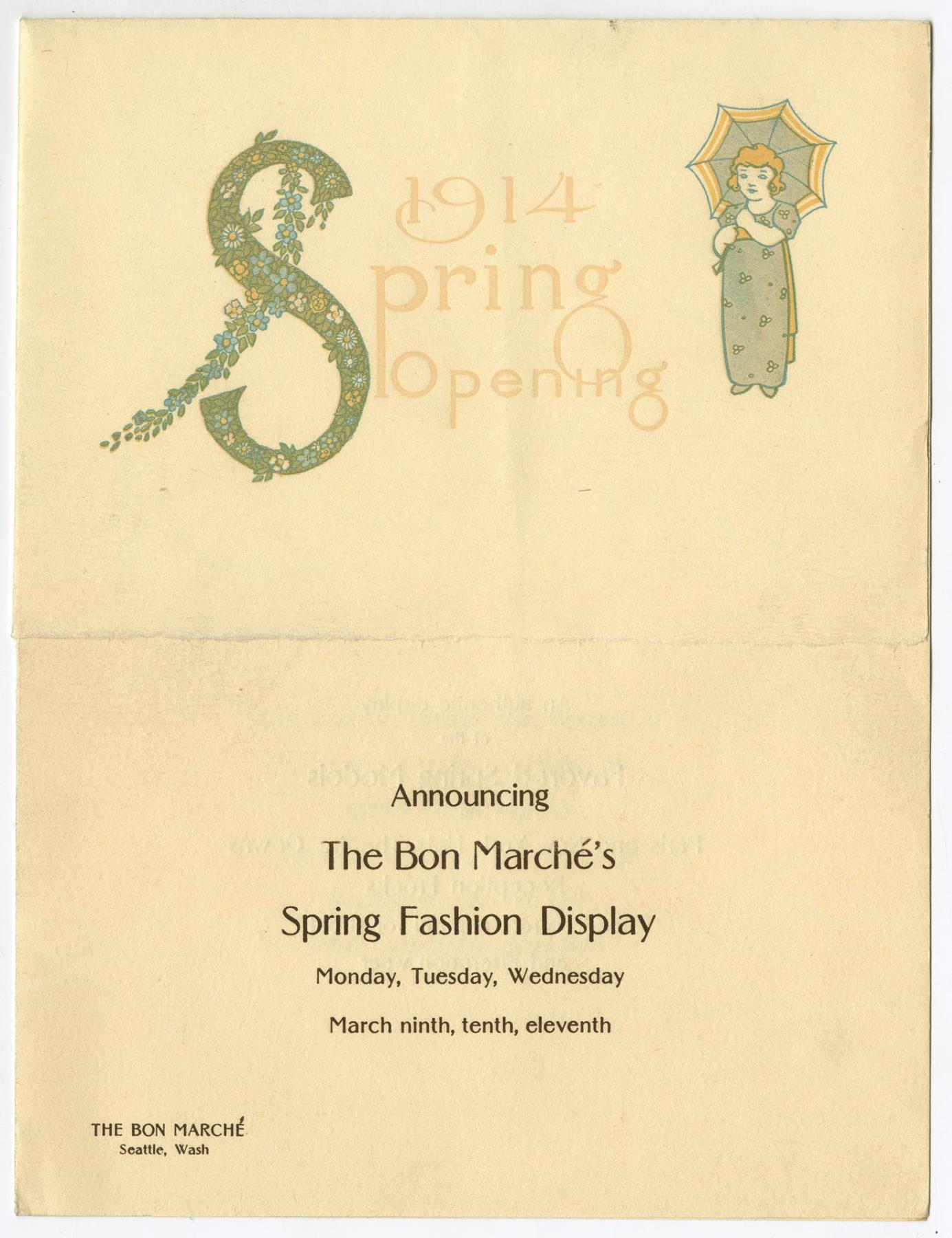 Image of The Bon Marché's spring fashion display announcement, 1914