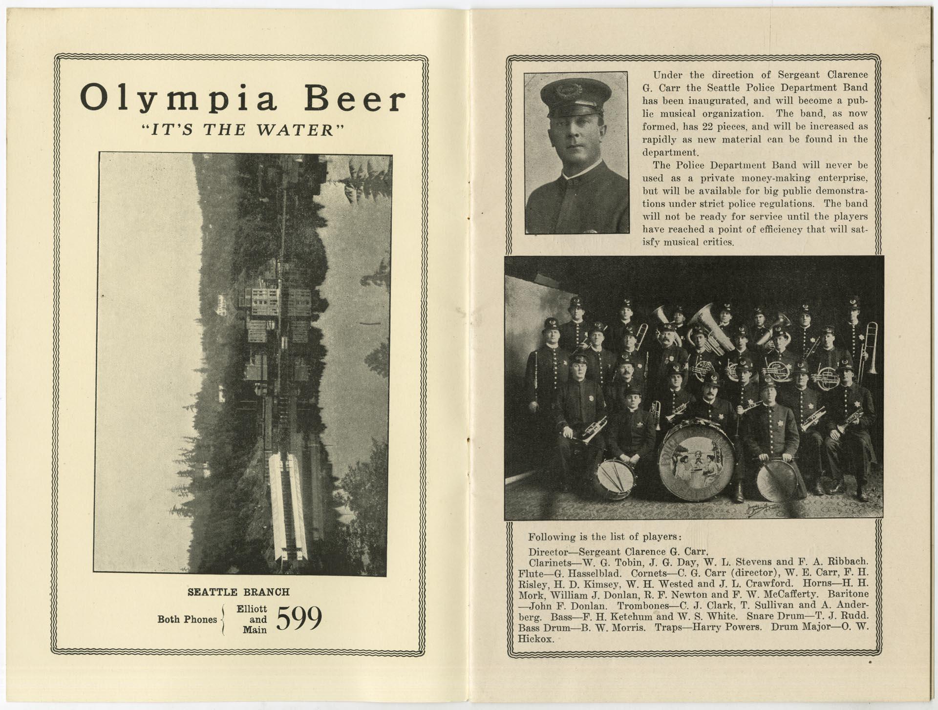 Image of Seattle Police Dept Band souvenir, 1913