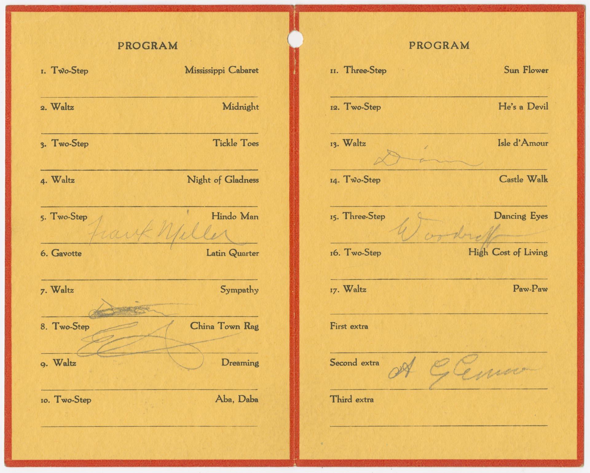 Image of Dance card for the 11th Annual Ball, Printing Press Assistants Union No. 59, December 17, 1914