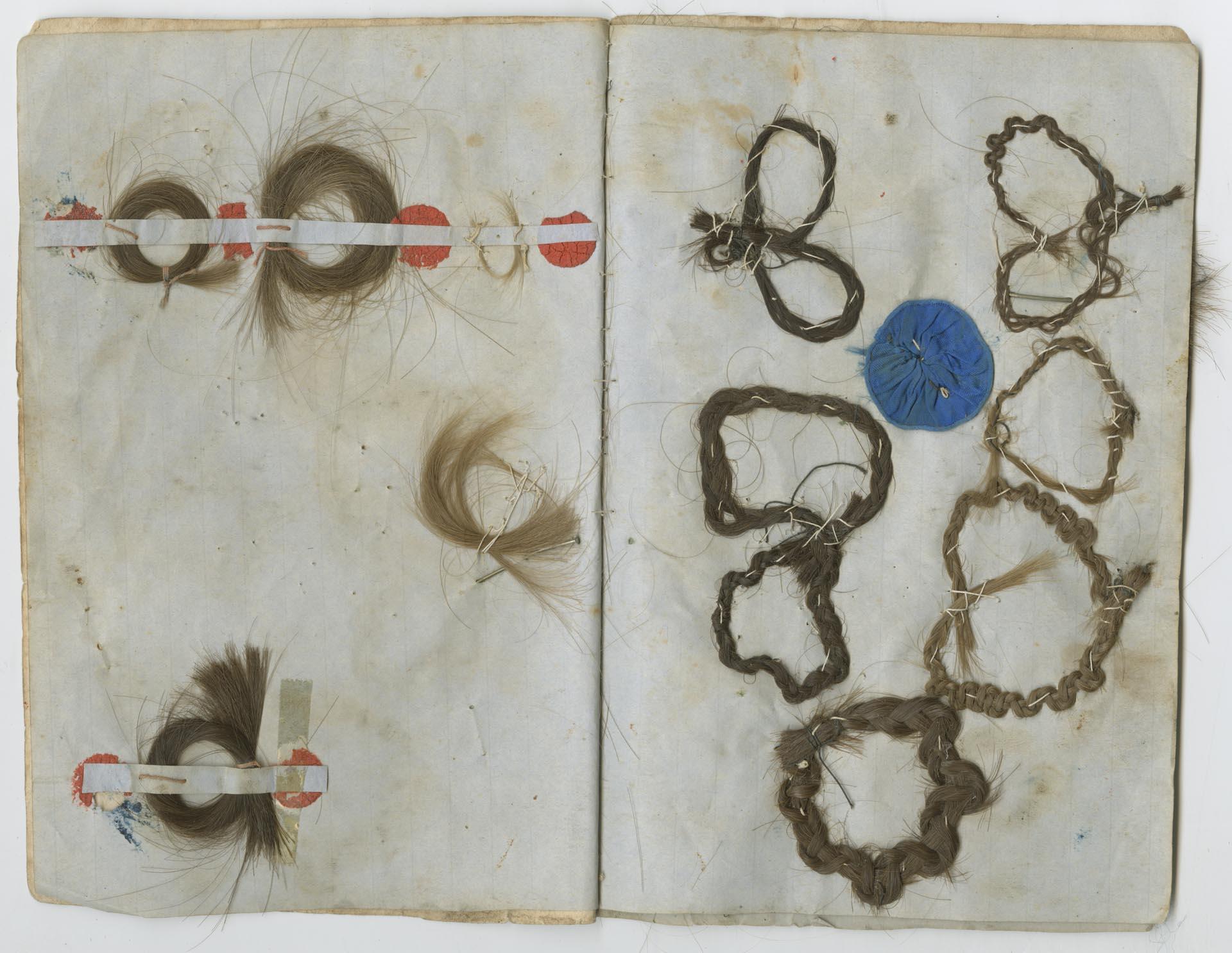 Image of Sarah Price's hair book, March 1853