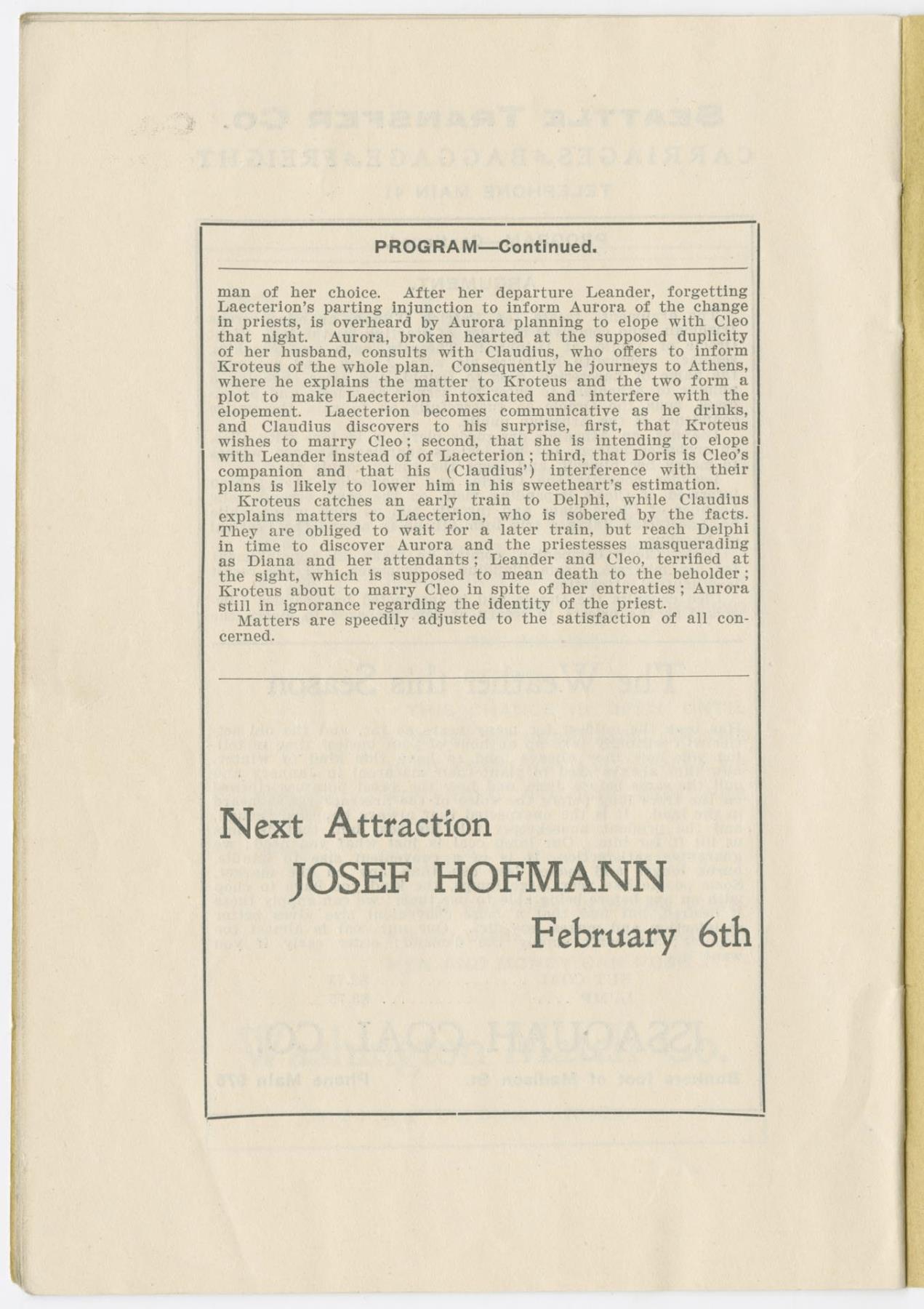 Image of Grand Opera House program, Seattle, 1902