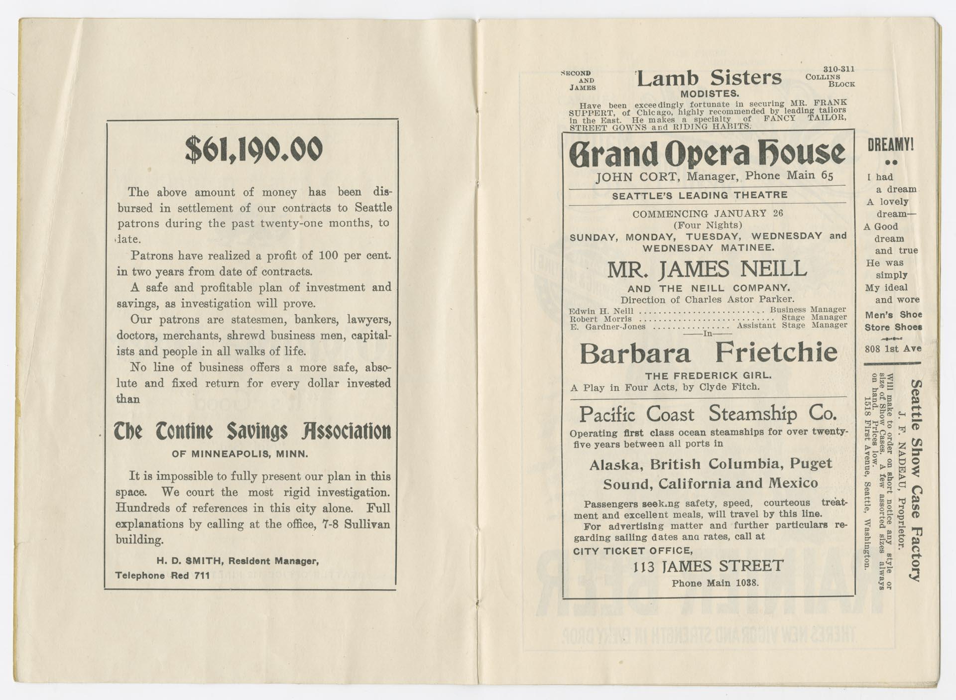 Image of Grand Opera House program, Seattle, 1902