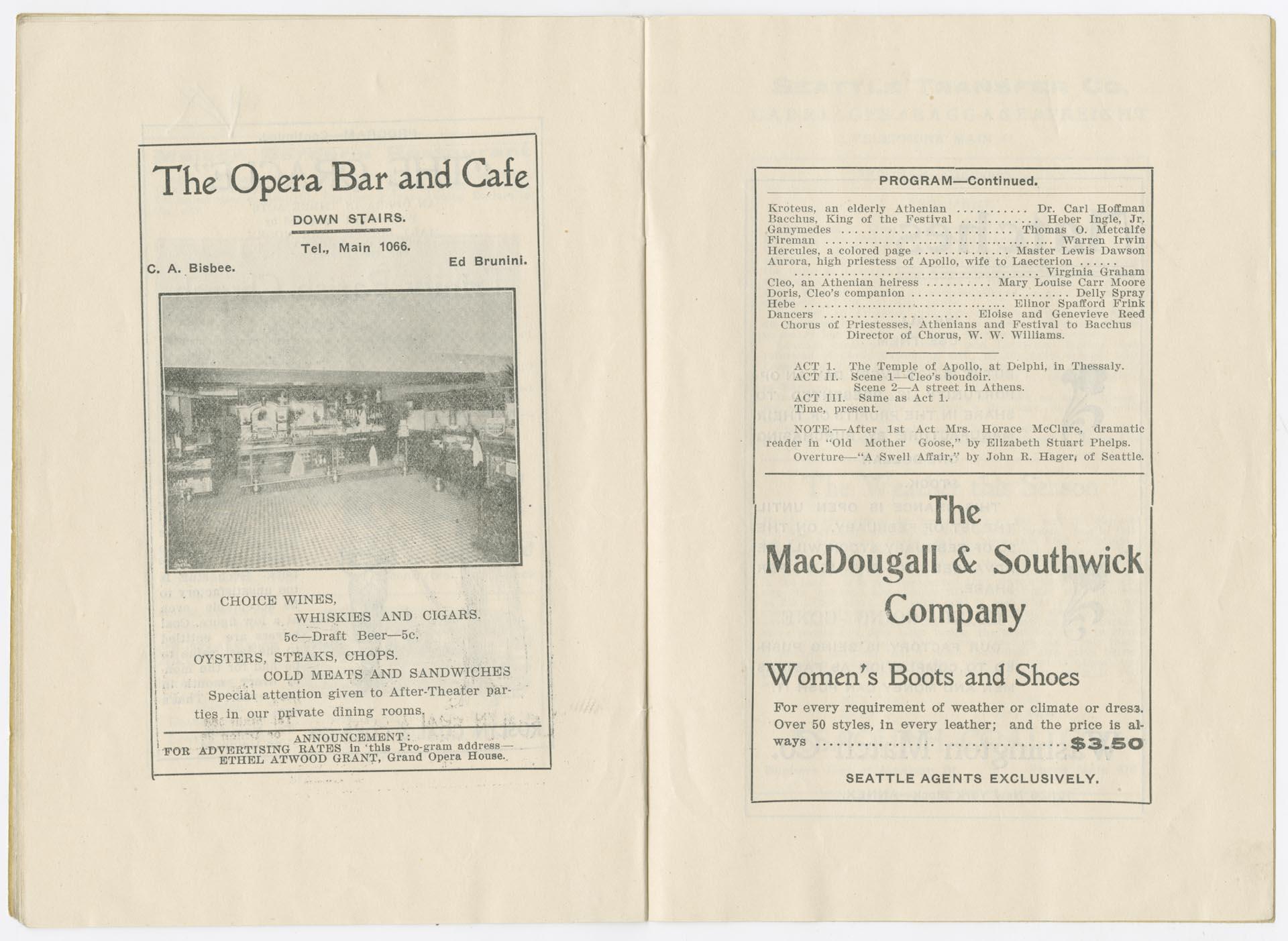 Image of Grand Opera House program, Seattle, 1902