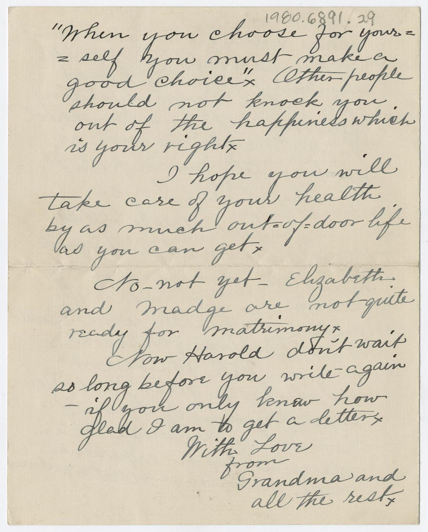 Image of Louisa Denny's letter to Harold Denny, February 26, 1916