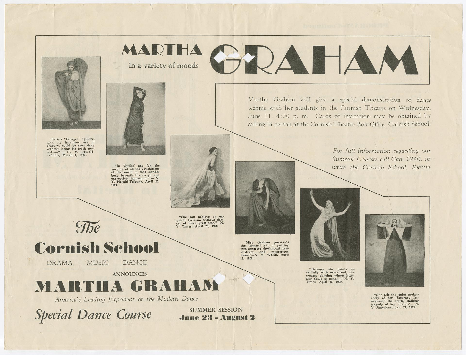 Image of Metropolitan Theatre program for Martha Graham recital, June 2, 1930