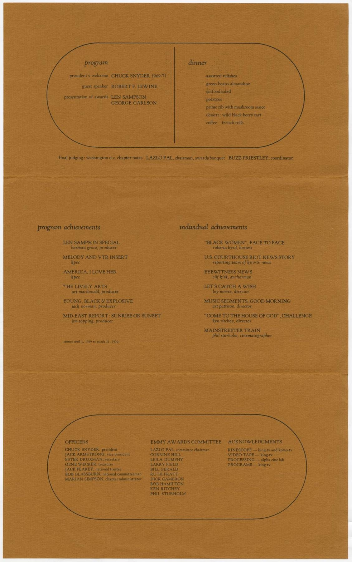 Image of 8th Annual Emmy Awards Banquet program, Seattle, May 16, 1970