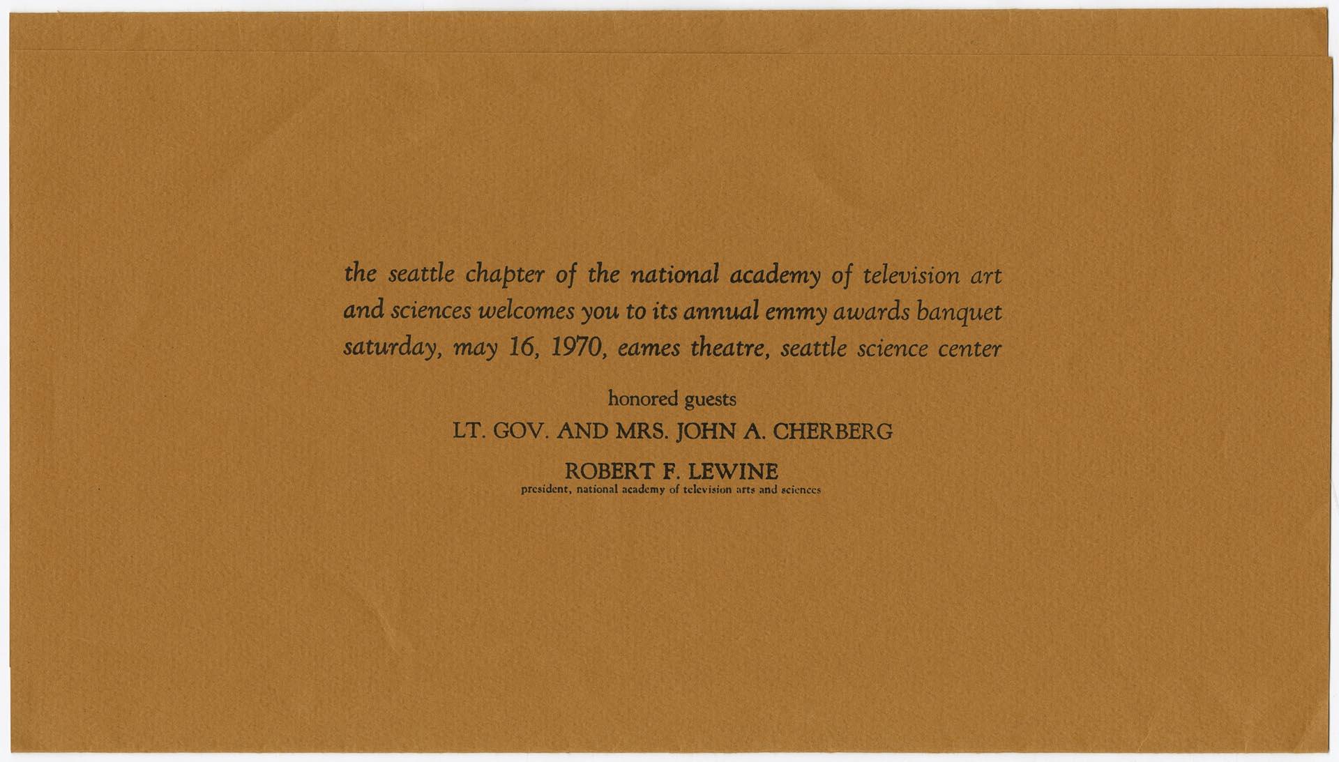 Image of 8th Annual Emmy Awards Banquet program, Seattle, May 16, 1970