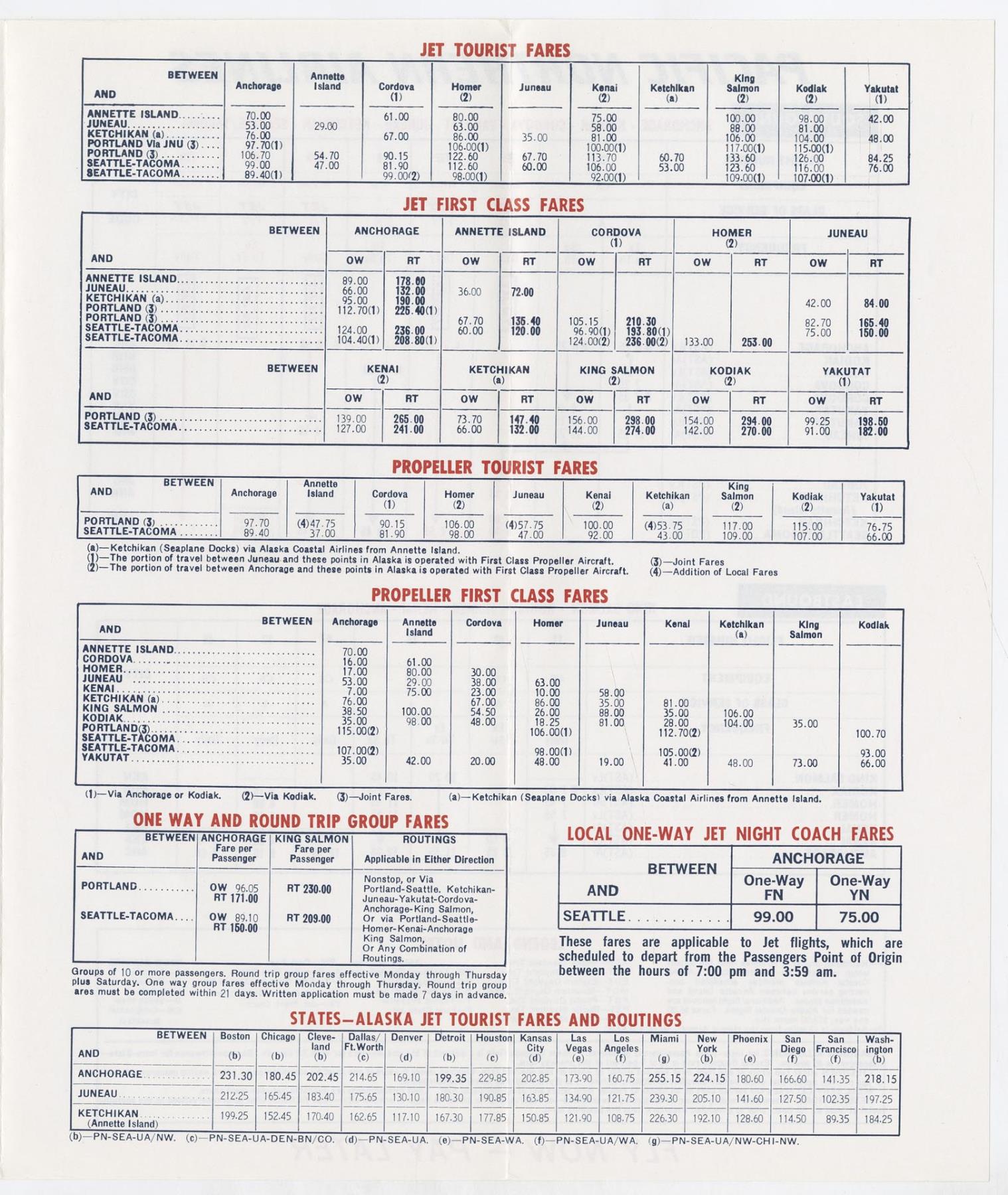 Image of Pacific Northern Airlines Alaska Service brochure and timetable, June 1, 1967