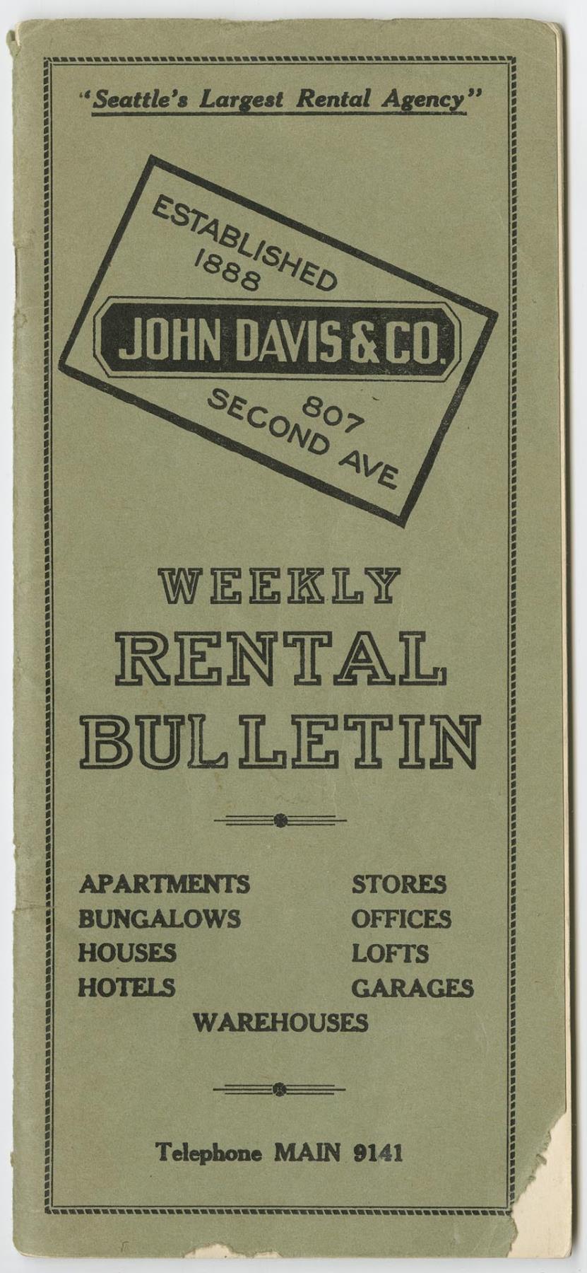 Image of Weekly Rental Bulletin, Seattle, April 21,1928