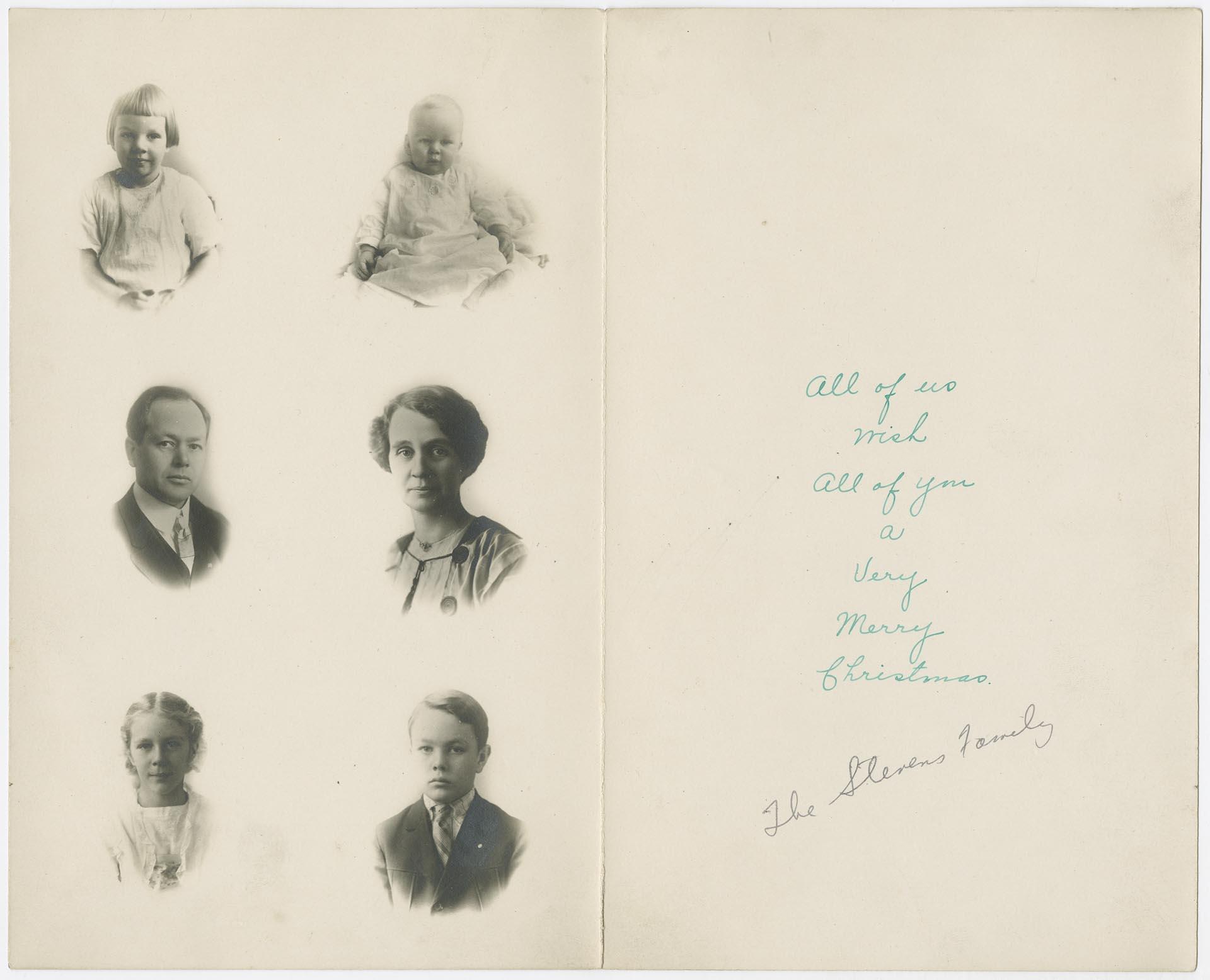 Image of Stevens family Christmas card, 1916