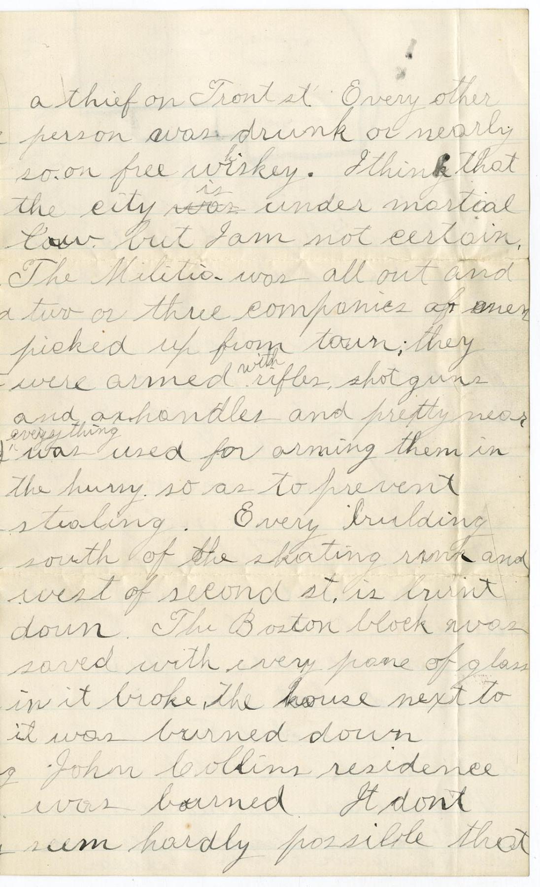 Image of Letter from Selden Burrows to his sister, Lillian, about the Seattle Fire, June 7, 1889