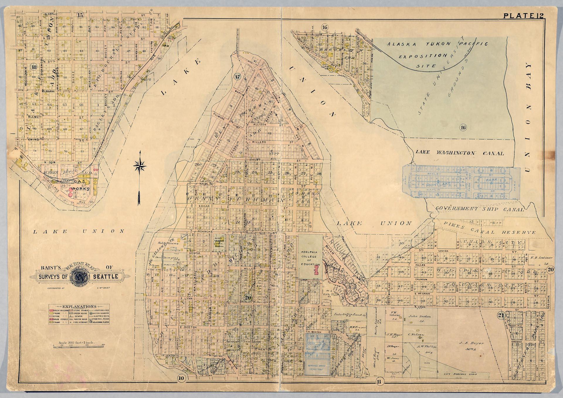 Image of Baist's Real Estate Atlas of Surveys of Seattle, Plate 12, 1908
