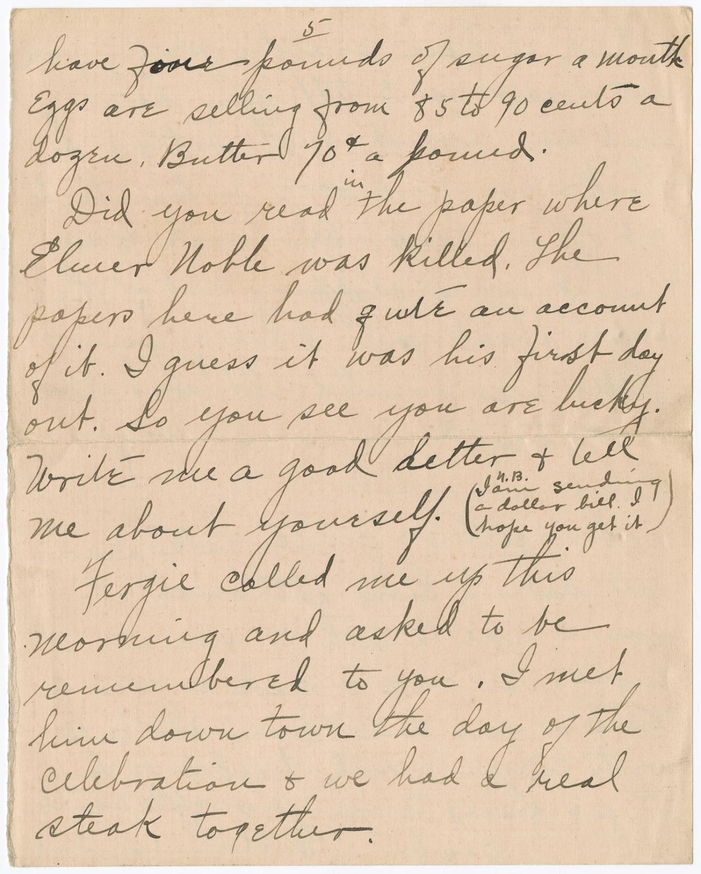 Image of Letter from Isabelle Bailey to Joseph Orr about Armistice Day, November 1918