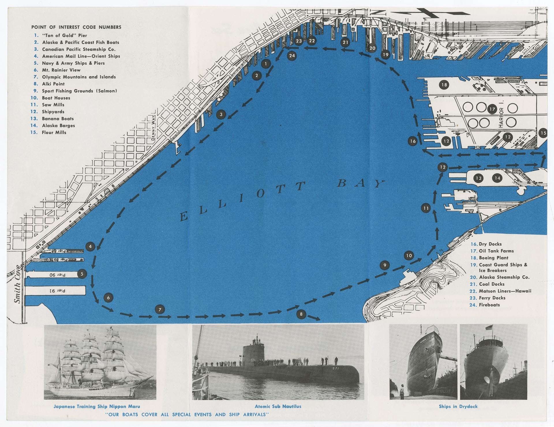 Image of Seattle Harbor Tours brochure, circa 1965