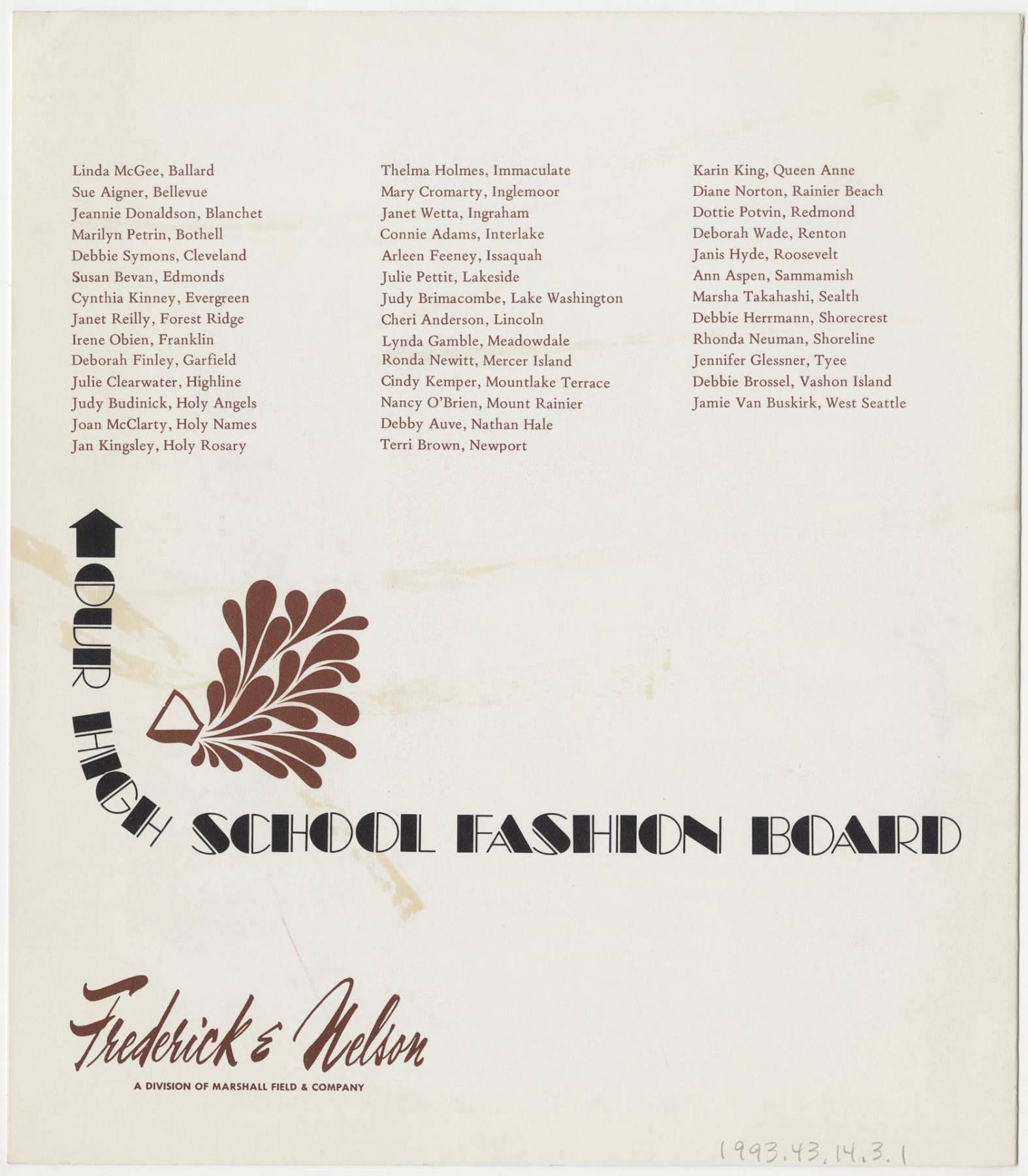 Image of Back to School fashion show program, Seattle, Fall 1971