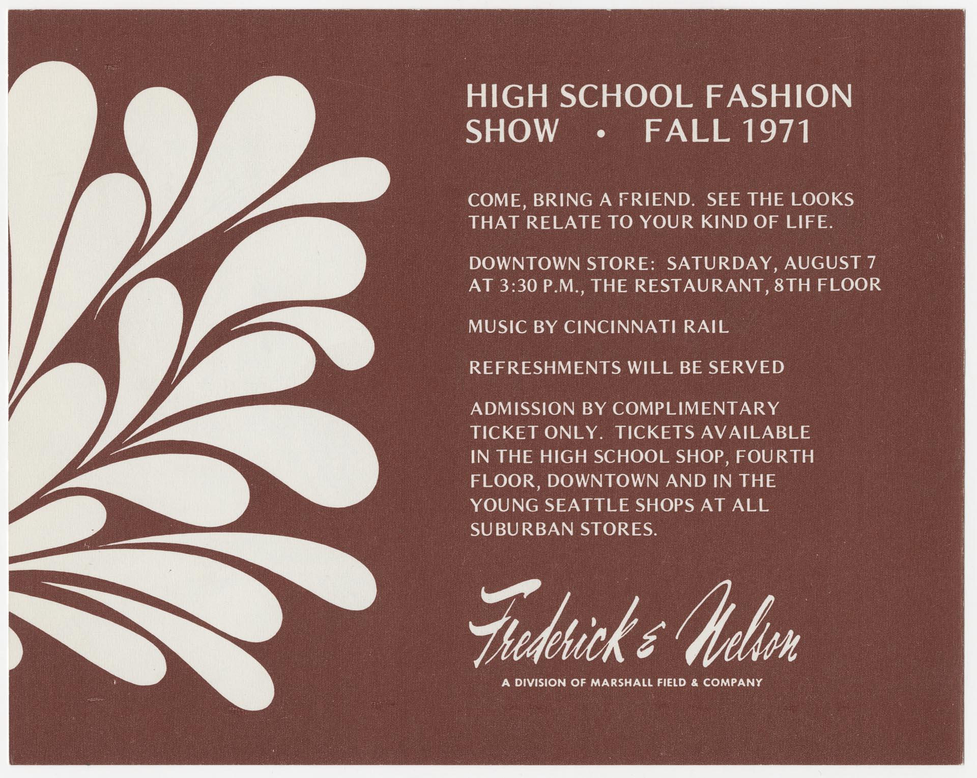 Image of Back to School fashion show program, Seattle, Fall 1971