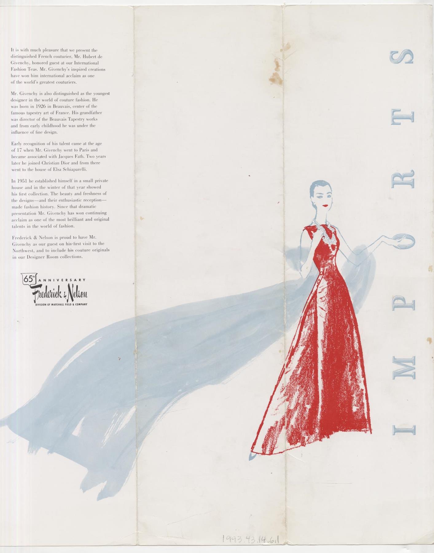 Image of Imports fashion show program, Seattle, 1954