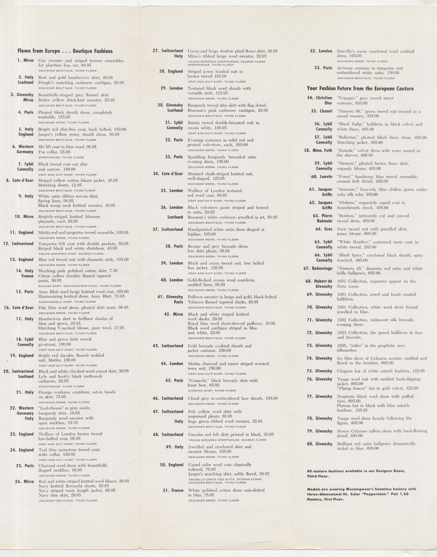 Image of Imports fashion show program, Seattle, 1954