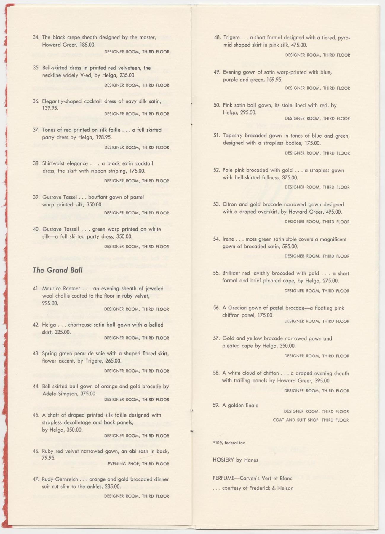 Image of Symphoneve Americana fashion show program, Seattle, October 22, 1959