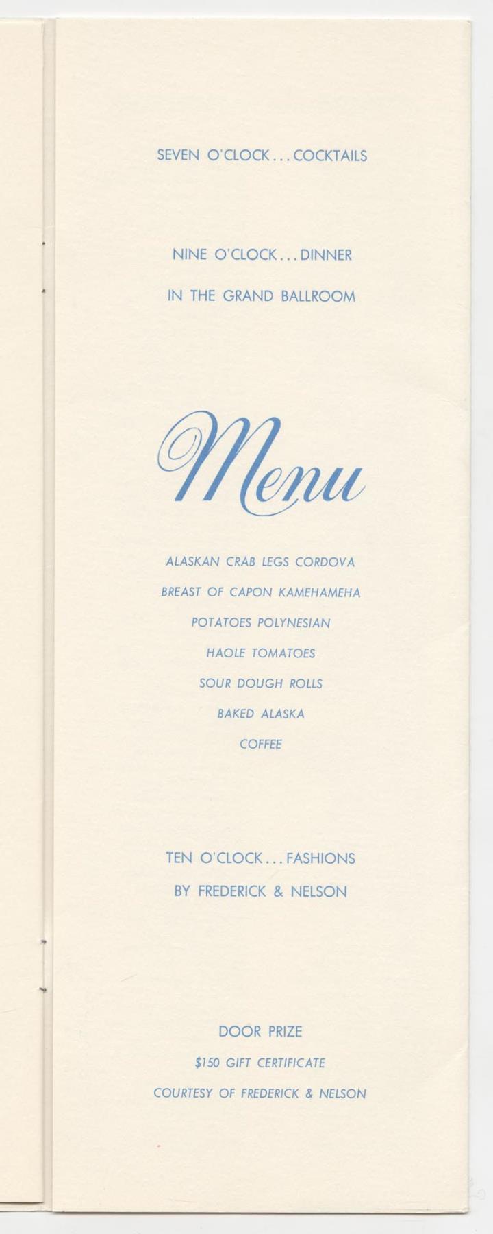 Image of Symphoneve Americana fashion show program, Seattle, October 22, 1959